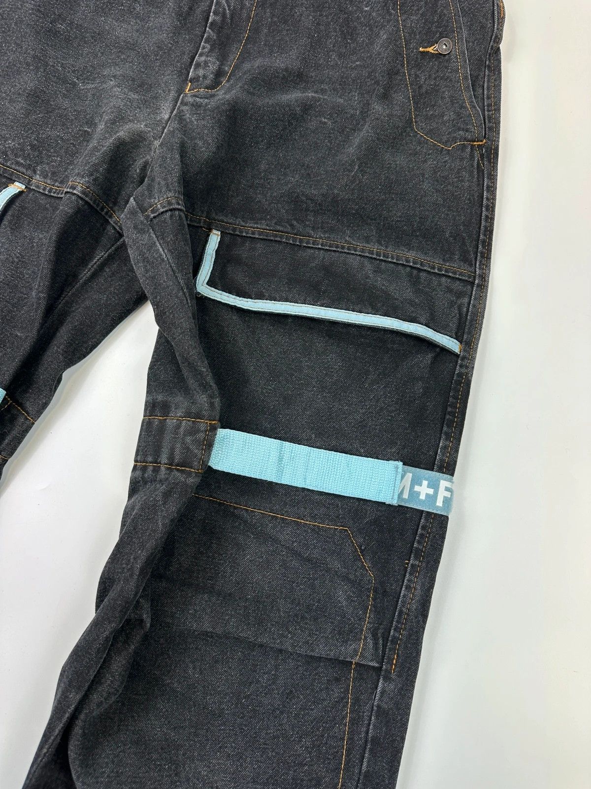 Marithe + Francois Girbaud Marithé + François Black & Blue Baggy Velcro Denim Pants Size US 36 / EU 52 - 3 Thumbnail