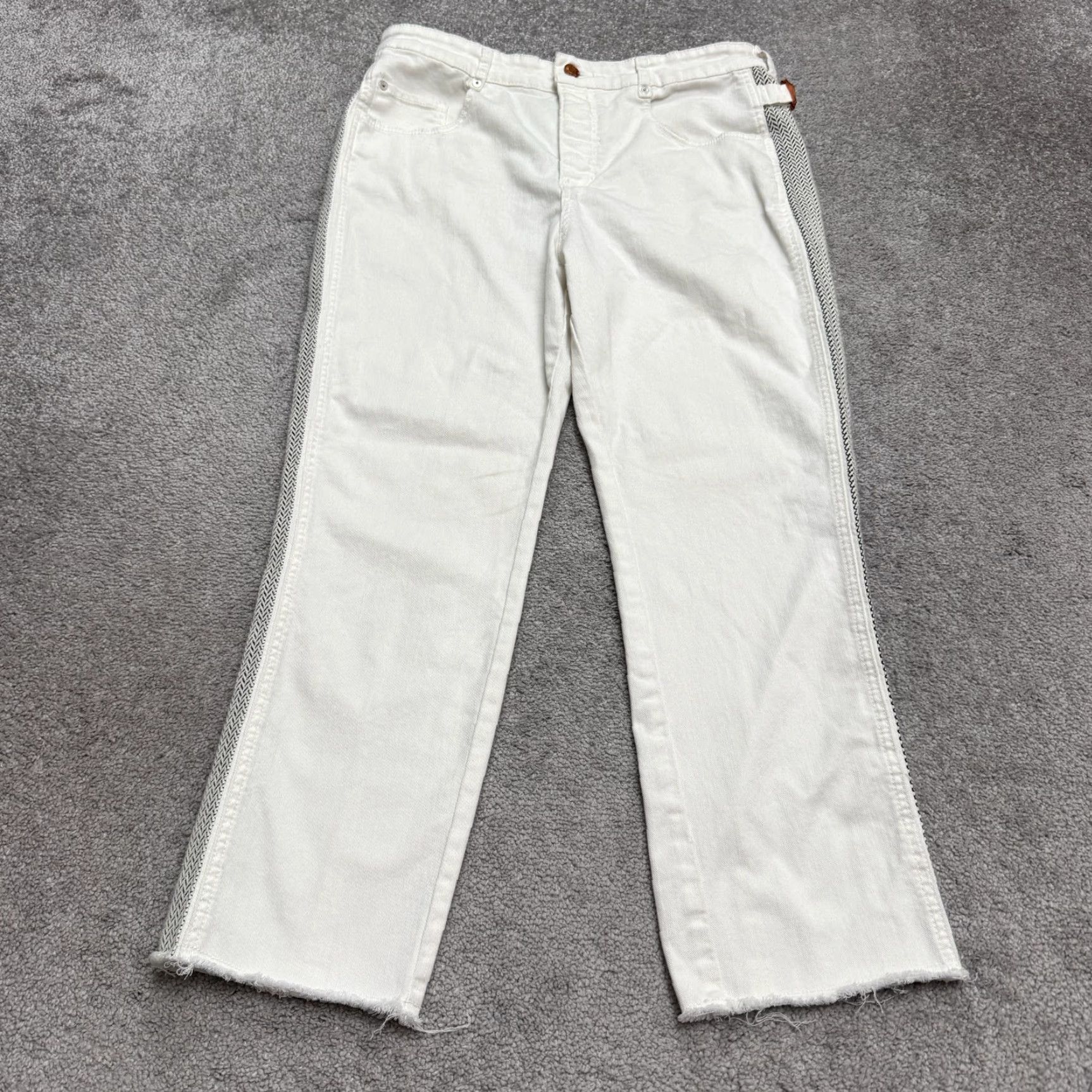 Anthropologie Anthropologie Jeans Woman Regular White Denim 30 5-Pocket Button Fly Belt Loops Ankle Slim Stretch Size 30" / US 8 / IT 44 - 2 Thumbnail