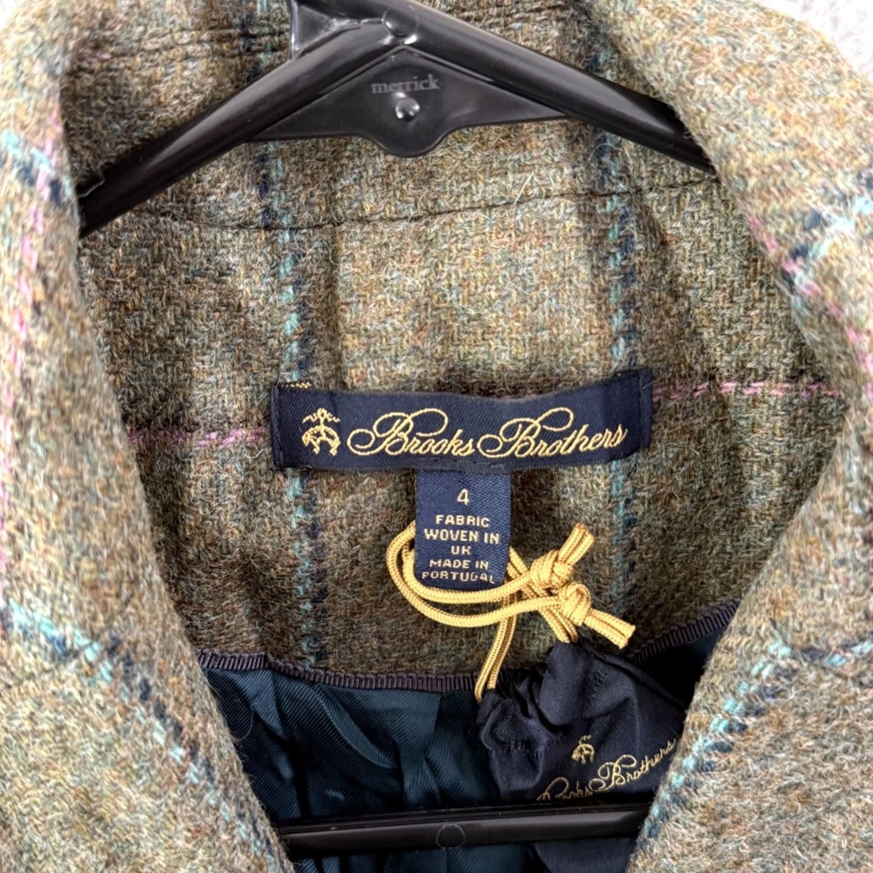 Brooks Brothers VINTAGE Brooks Brothers Blazer Womens 4 Green Tweed Wool Notch 3-Button Single-Breasted Lined Pockets Classic Tailored Jacket Size S / US 4 / IT 40 - 6 Thumbnail