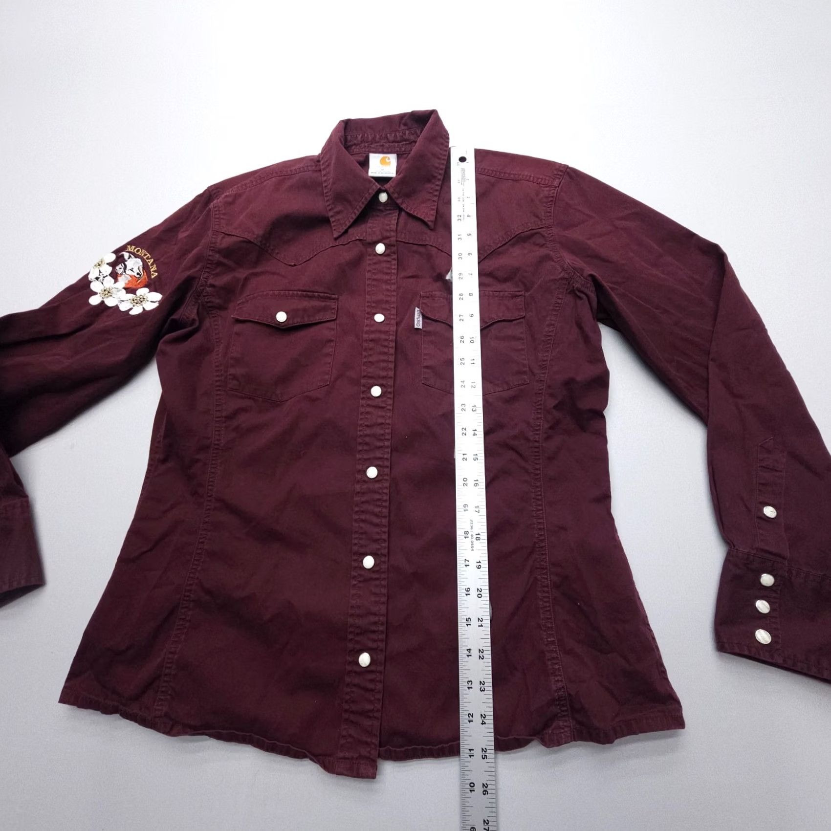 Carhartt Carhartt Shirt Size Medium Red Montana Logo Western Y2K Cowgirl Button-Up Long Sleeve Size M / US 6-8 / IT 42-44 - 7 Thumbnail