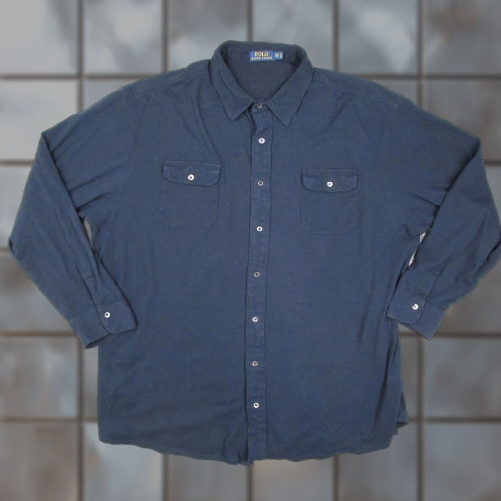 Polo Ralph Lauren Polo Ralph Lauren Shirt Mens 3XLT Navy Blue Long Sleeve Button Front Cotton Size US XXL / EU 58 / 5 - 1 Thumbnail
