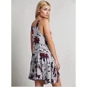 Free People Free People Gray Floral Trapeze Mini Slip Dress| Whimsigoth Size M / US 6-8 / IT 42-44 - 7 Thumbnail