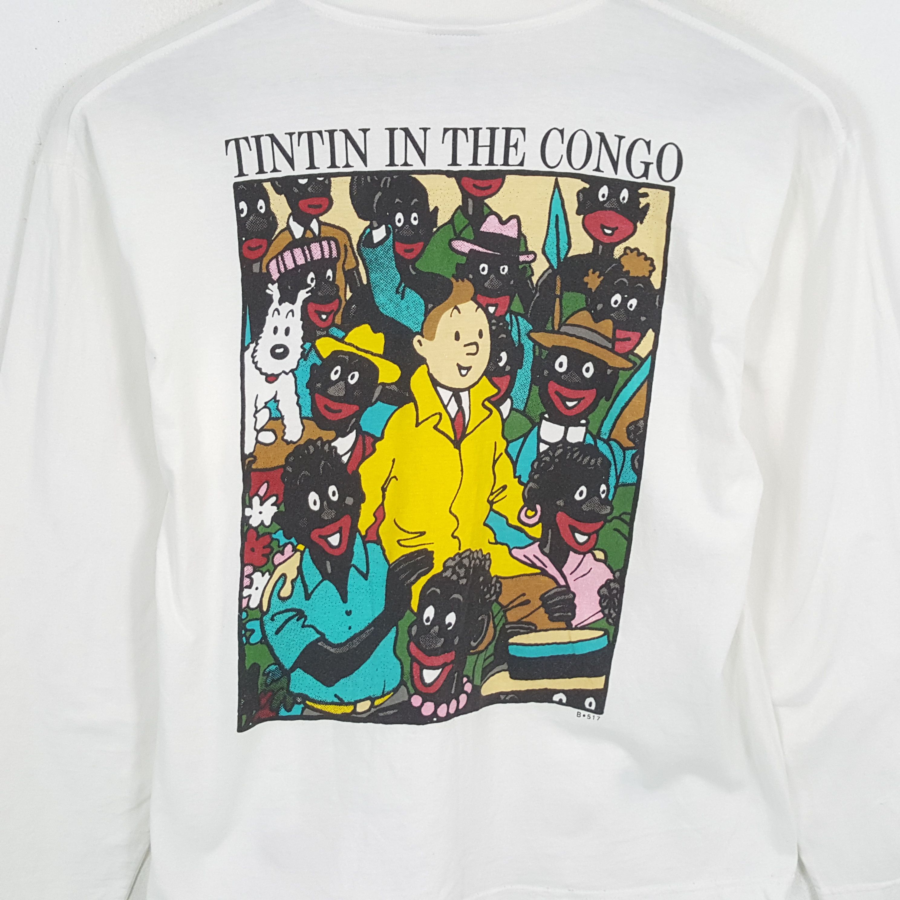 Vintage TINTIN IN THE CONGO Streetwear Style Cartoon Shirt Size US L / EU 52-54 / 3 - 2 Thumbnail