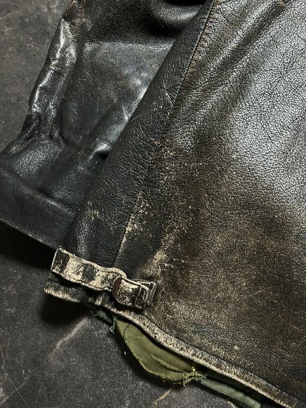 Vintage Distressed Leather Jacket Wool 60s 50s Retro vintage Size US L / EU 52-54 / 3 - 11 Thumbnail