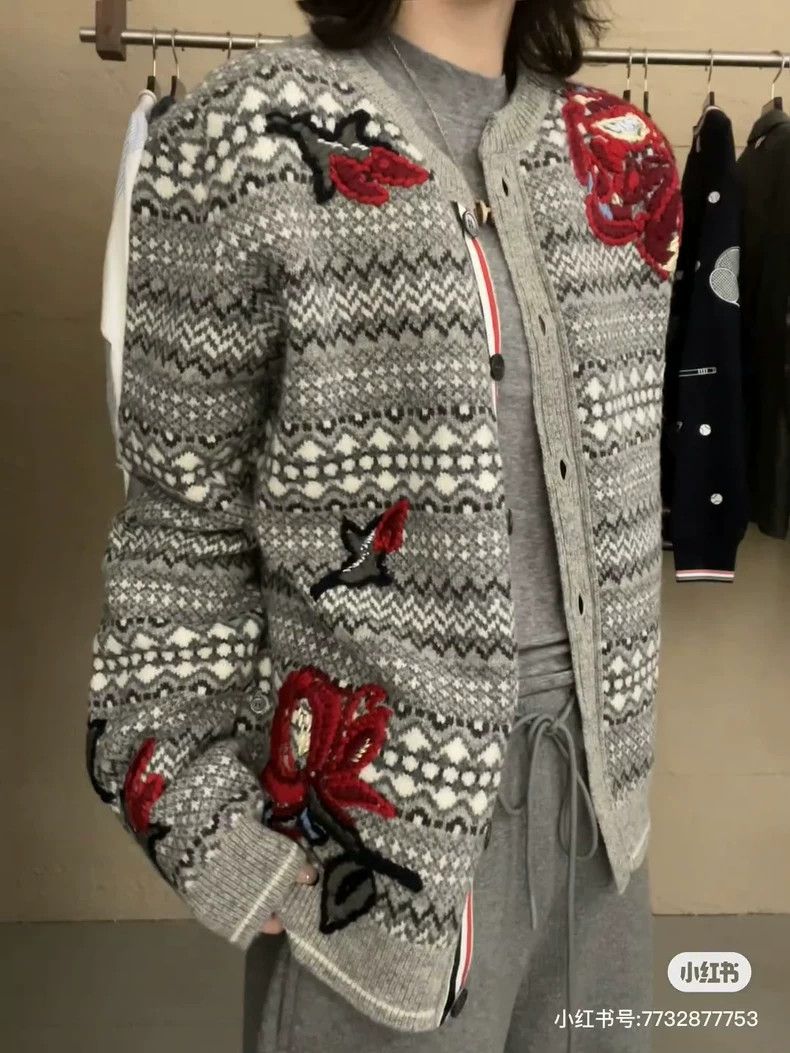 Thom Browne Thom browne Gray fw24 embroidered floral latest show round- Size M / US 6-8 / IT 42-44 - 7 Thumbnail