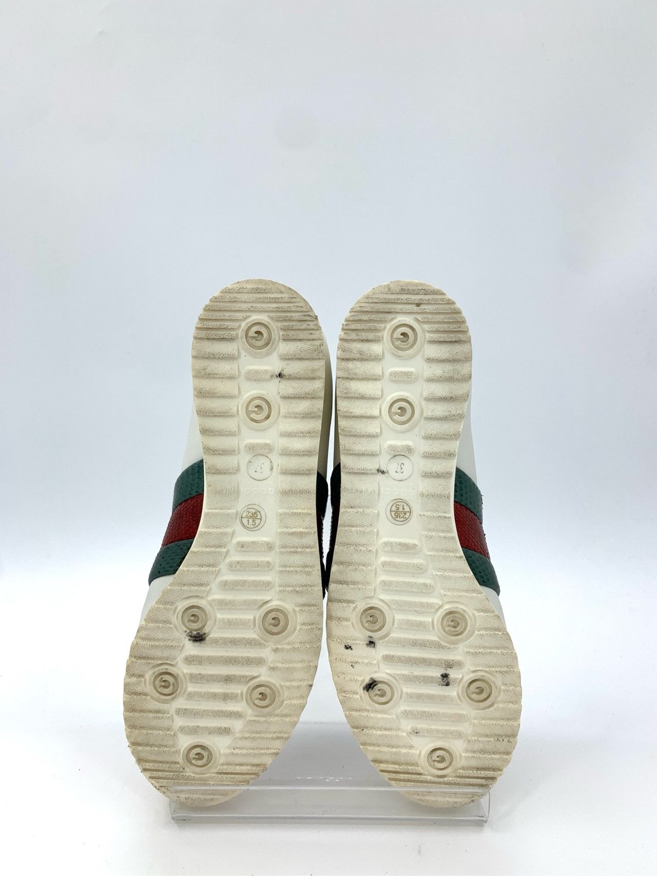 Gucci Gucci Red Green And White Leather Lace-Up High-Top Sneakers Size US 6 / IT 36 - 5 Thumbnail