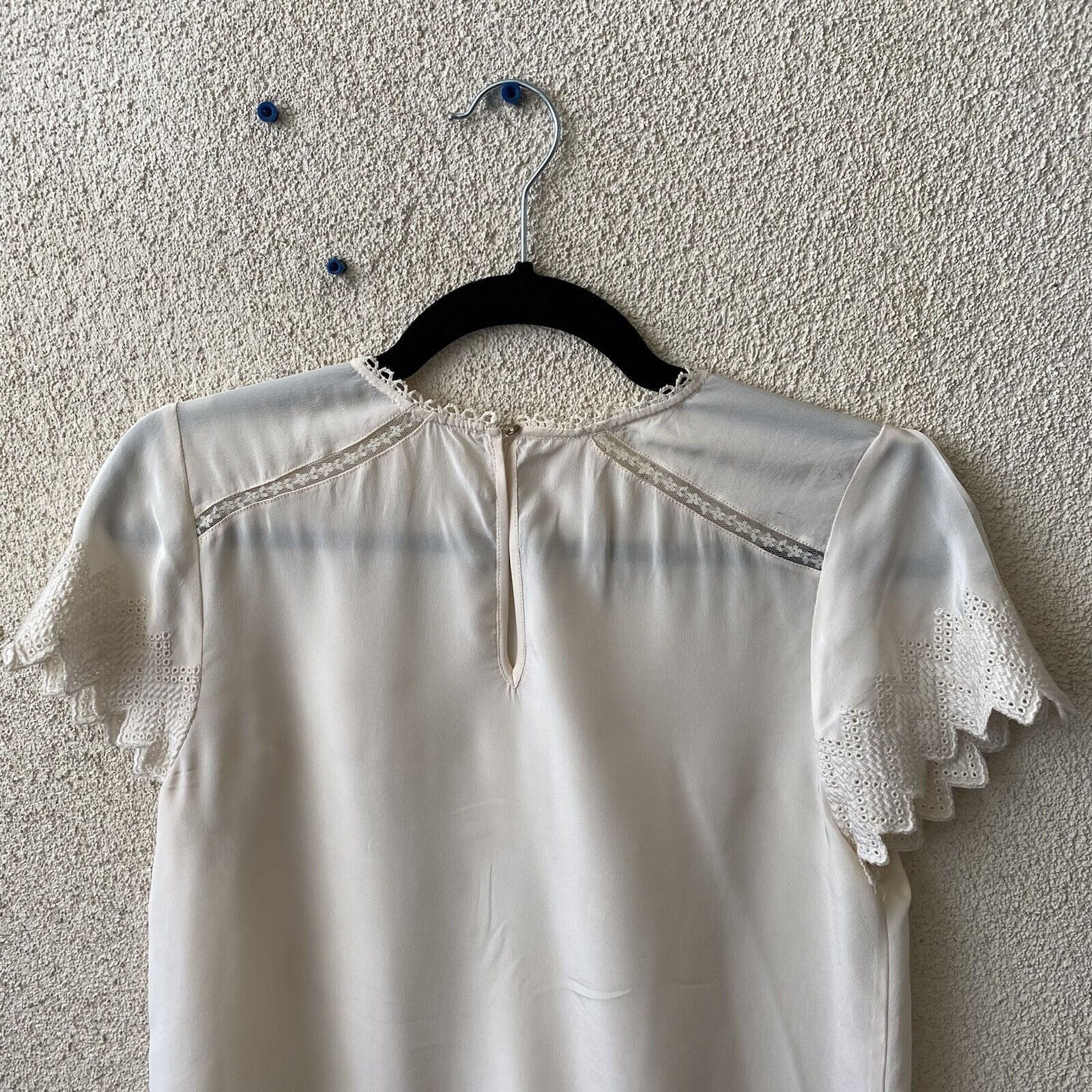 Ulla Johnson Ulla Johnson Womens Top White Ivory Sheer Lace Trim 100% Sil Size XS / US 0-2 / IT 36-38 - 8 Thumbnail