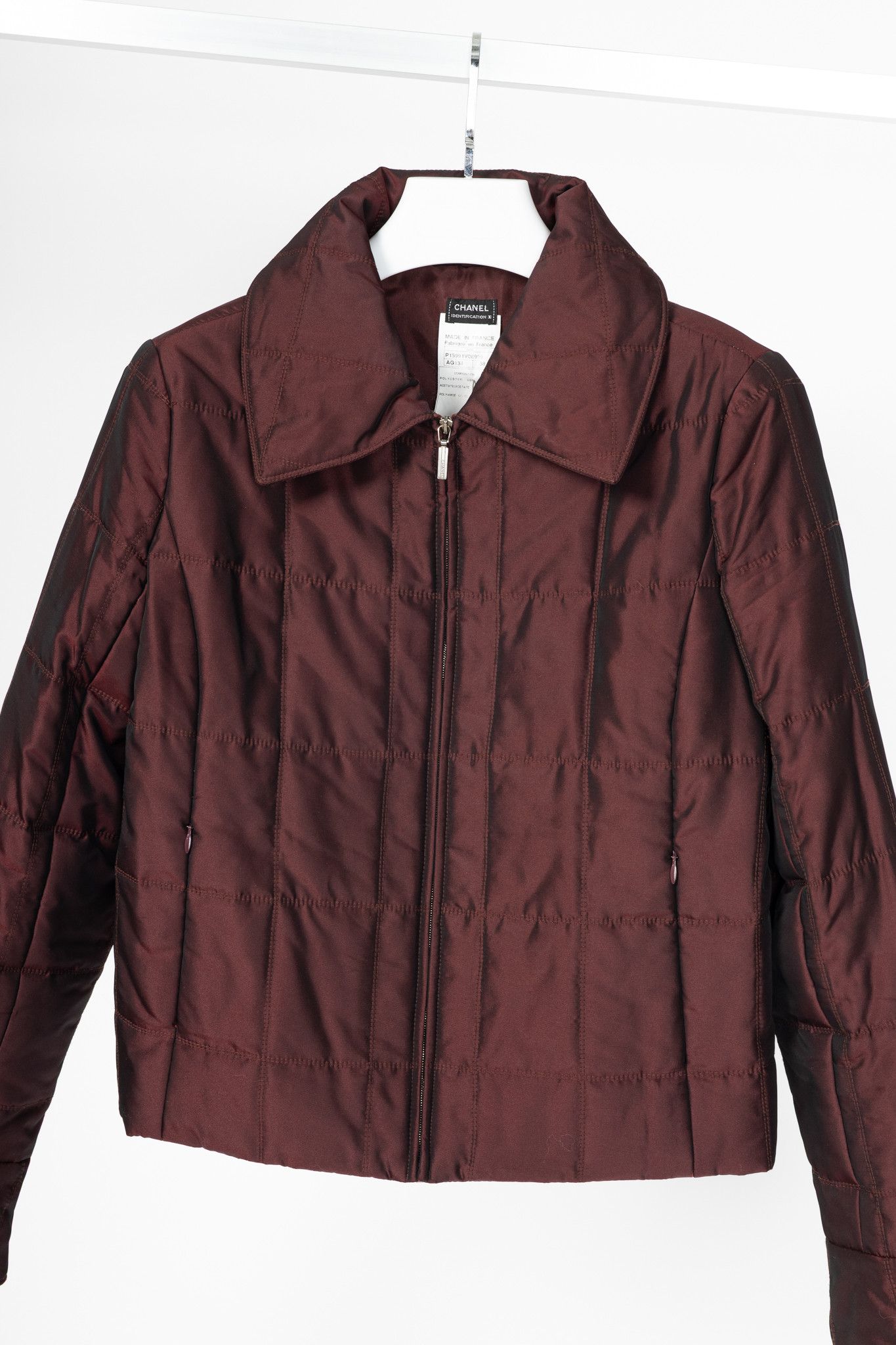Chanel Chanel Identification 00A Burgundy Quilted Taffeta Jacket Size M / US 6-8 / IT 42-44 - 3 Thumbnail