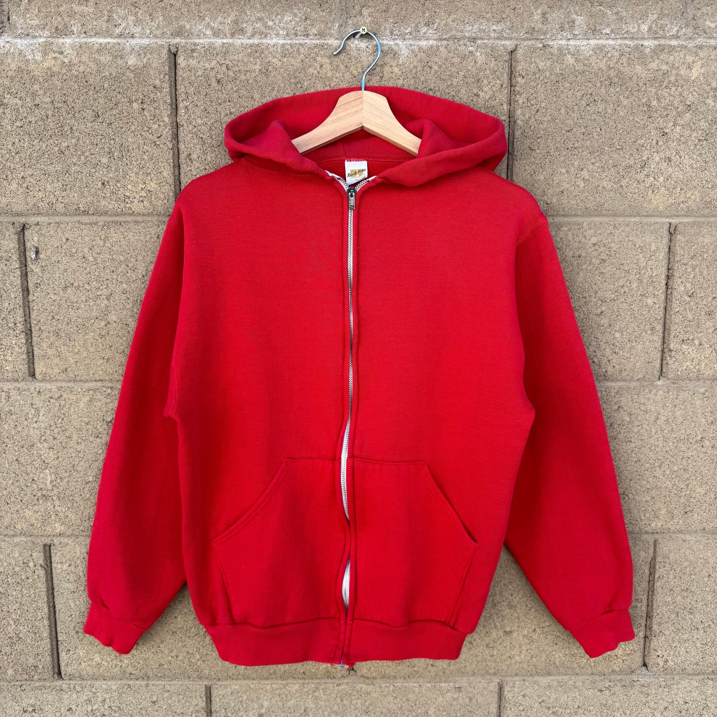70's Russell Athletic Full Zip Red Hoodie Sweatshirt