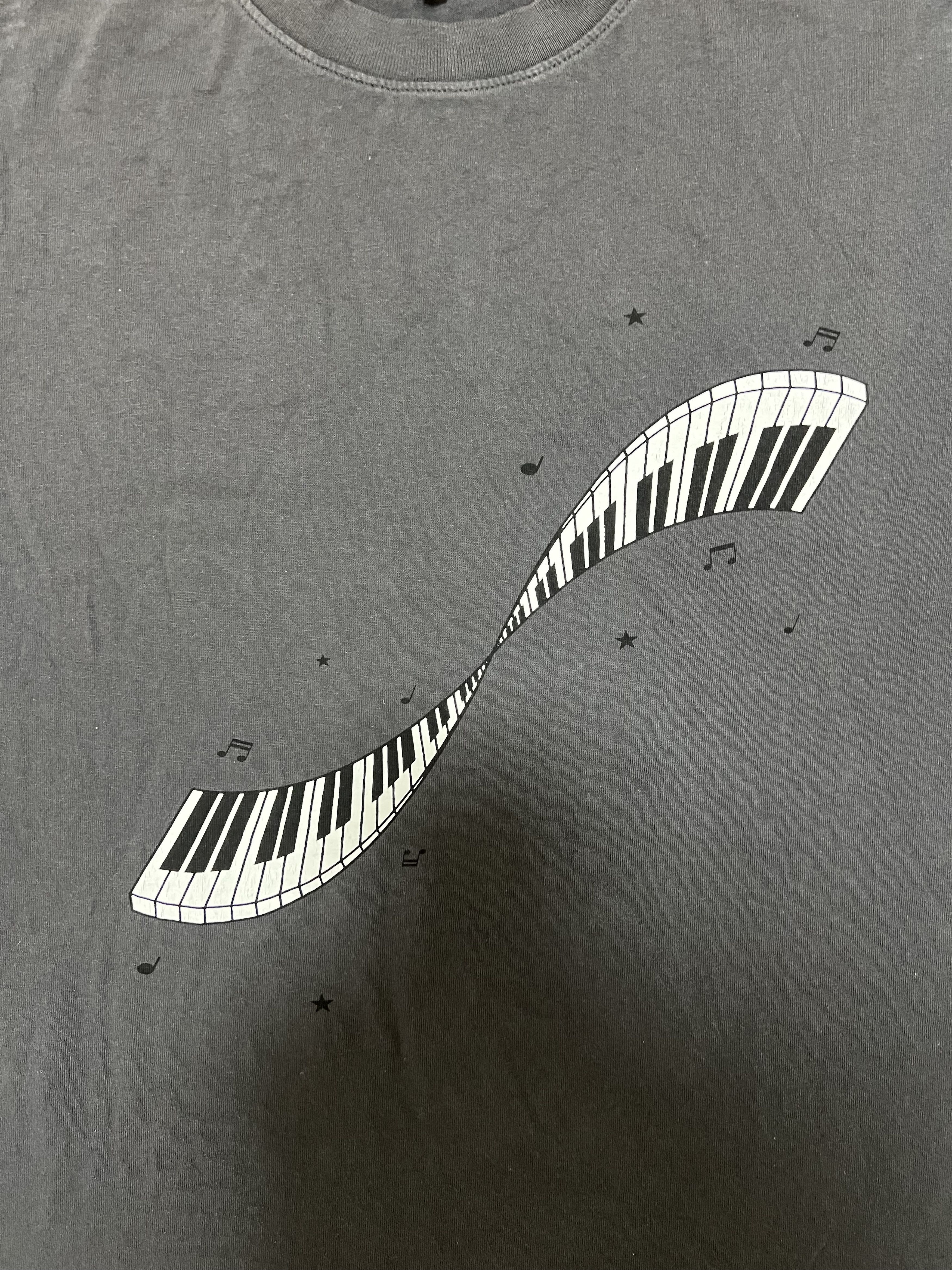 BIANCA CHANDON 💚 Bianca Chandon Musical Twist Piano Tee Charcoal Large Size US L / EU 52-54 / 3 - 3 Thumbnail
