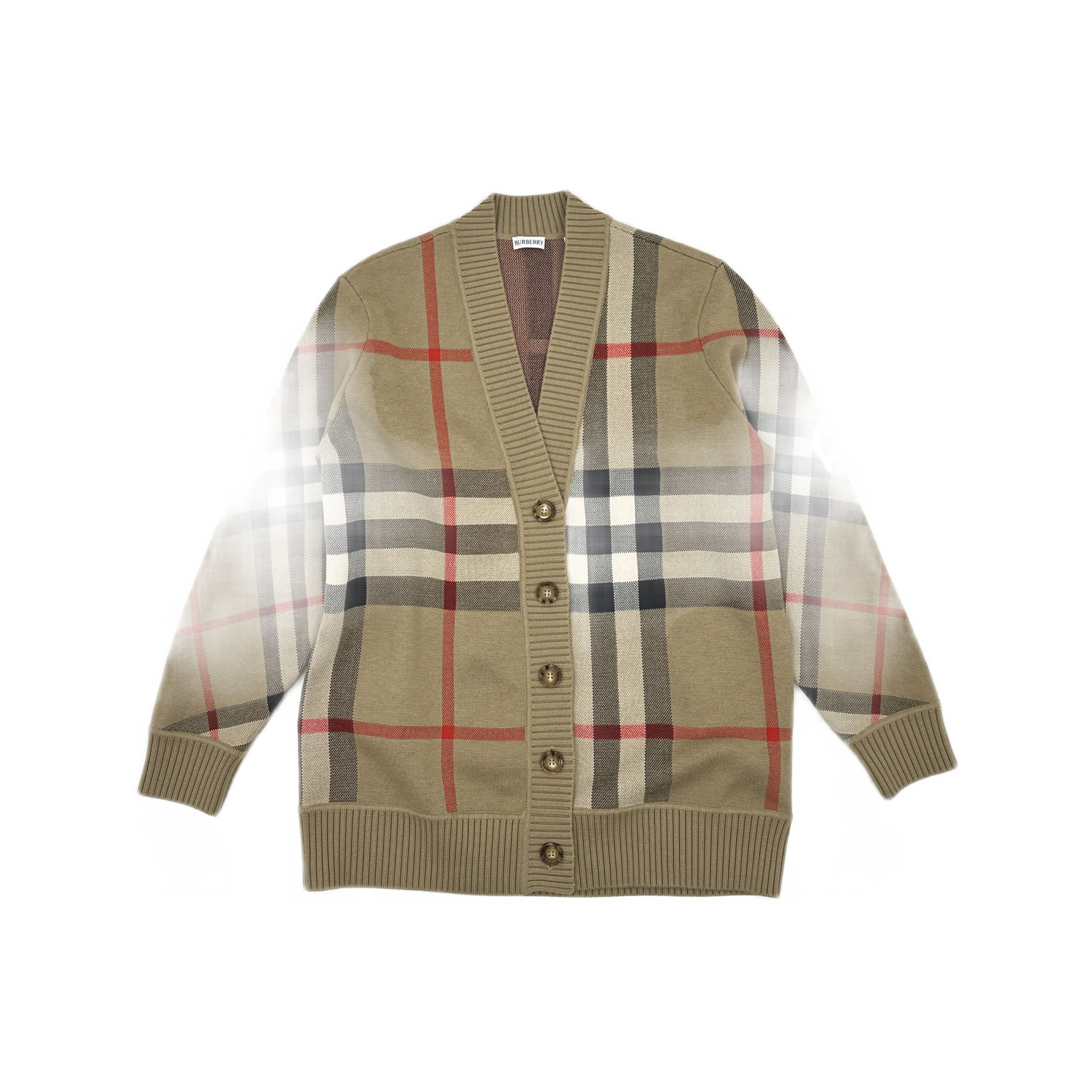 Burberry Burberry Beige Check Cardigan Size L Size L / US 10 / IT 46 - 1 Thumbnail
