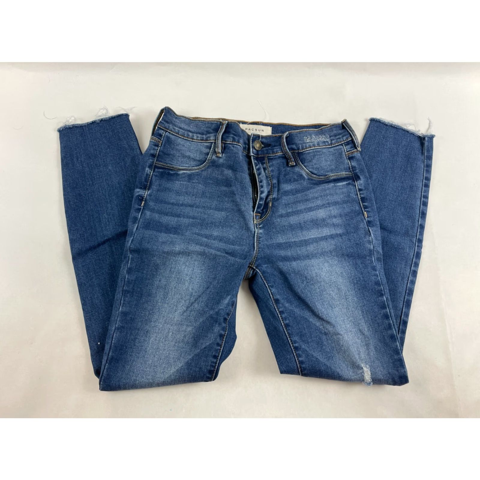 Pacsun PacSun Jeans Women's 27 Blue Denim Ankle Jegging Pockets Frayed Hem Regular Size 27 Womens Style Jeans PacSun Regular Fit 26.5 Inseam Vintage No N/A Size 27" / US 4 / IT 40 - 2 Thumbnail