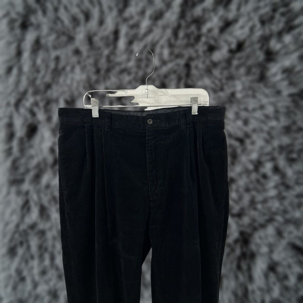 Polo Ralph Lauren VINTAGE Polo Ralph Lauren Corduroy Pants 38x32 Black Pleated Cuffed Trousers Size US M / EU 48-50 / 2 - 1 Thumbnail
