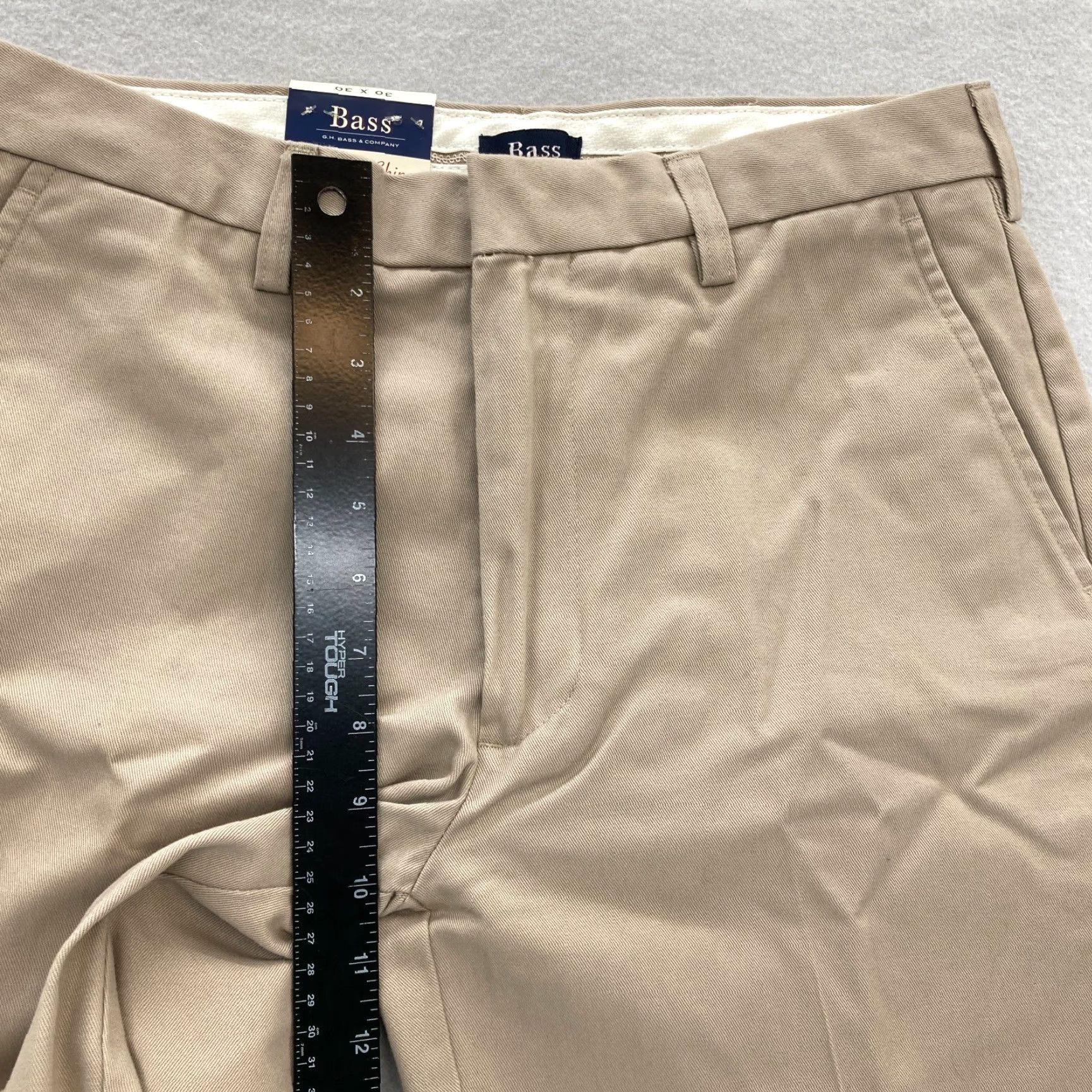 Vintage G.H. Bass & Co. Premium Chino Pants Mens 30x30 Khaki Beige Flat Front Straight Pants Size US 30 / EU 46 - 6 Thumbnail