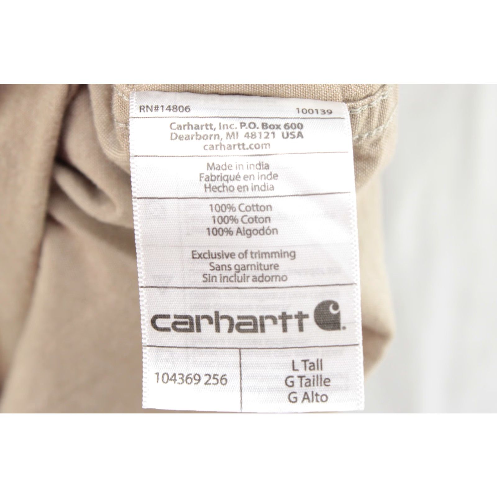 Carhartt Carhartt Shirt Mens Button-Up 100% Cotton Chambray Relaxed Fit Short Sleeve Tan Beige Large Tall 90s City Classic Dad Size US L / EU 52-54 / 3 - 6 Thumbnail