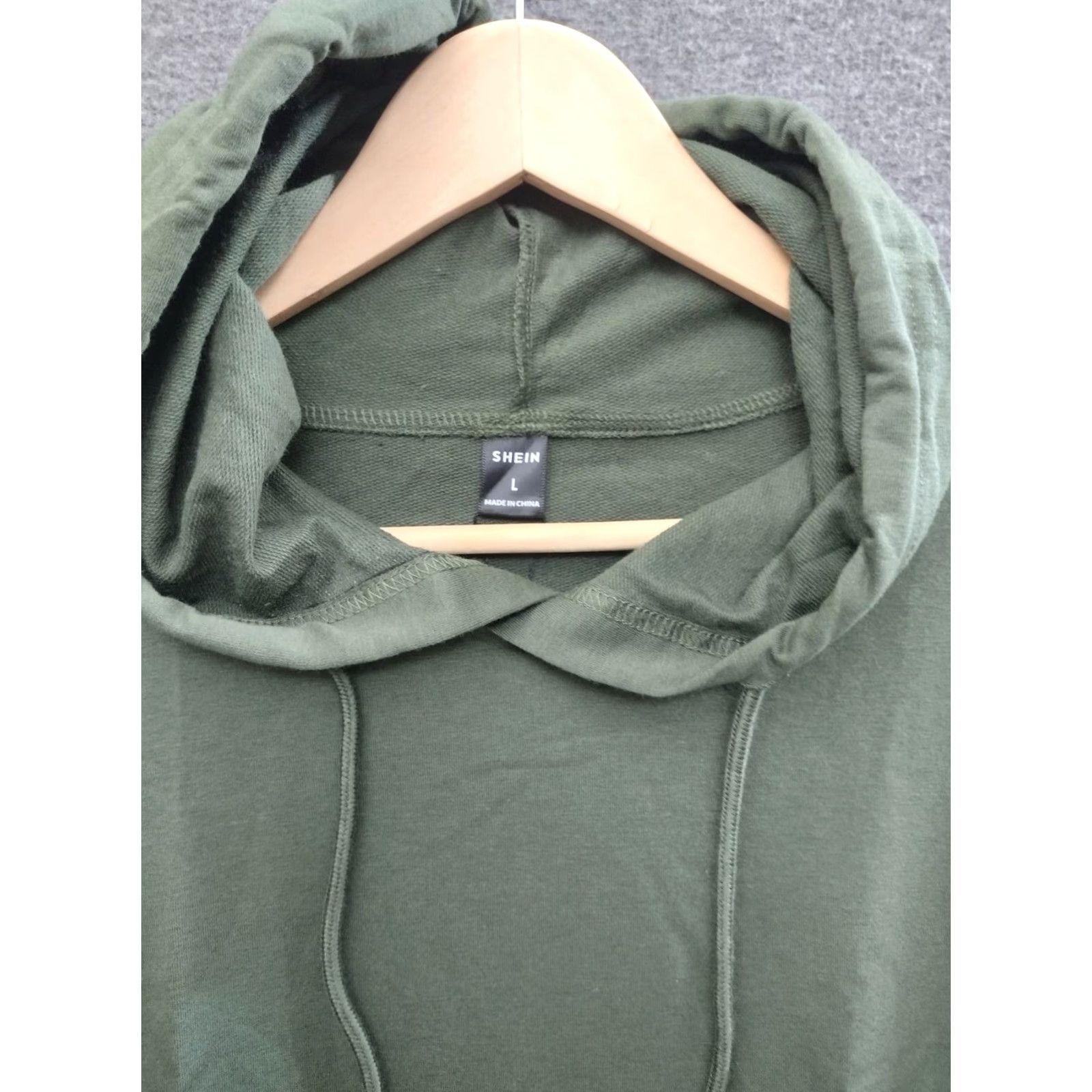 Shein SHEIN Hooded Kangaroo Pockets Sweatshirt Women's Green L Shirt Size L / US 10 / IT 46 - 3 Thumbnail