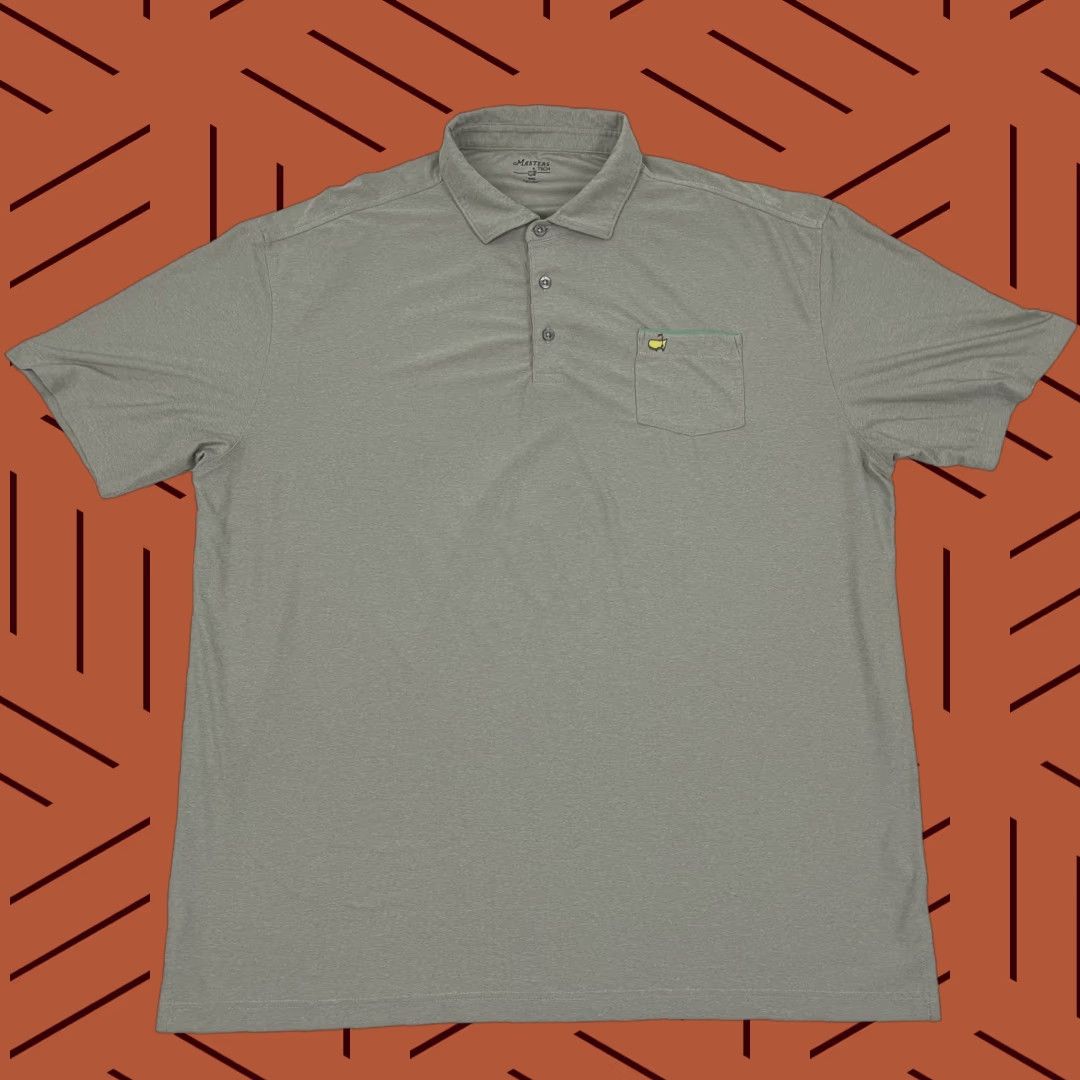 Vintage Masters Tech Shirt Men 2XL XXL Gray Polo Golf Performance Stretch Preppy Augusta Size US XXL / EU 58 / 5 - 1 Thumbnail