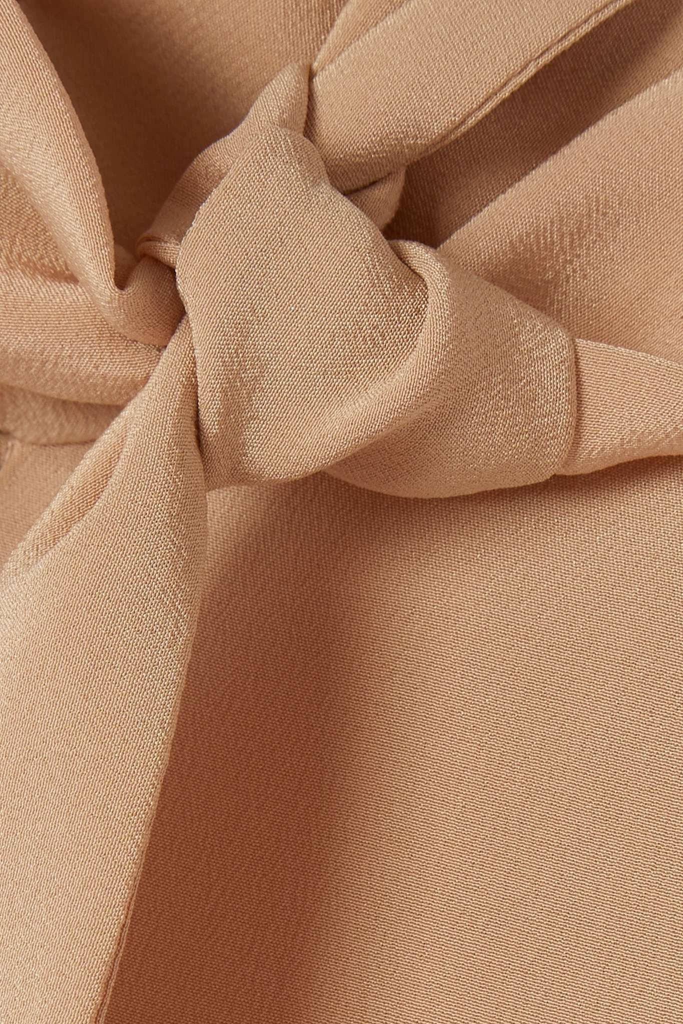 Saint Laurent Paris oc11z1025 Lavalliere Neck Shirt In Crepe De Chine in Beige Size S / US 4 / IT 40 - 5 Thumbnail