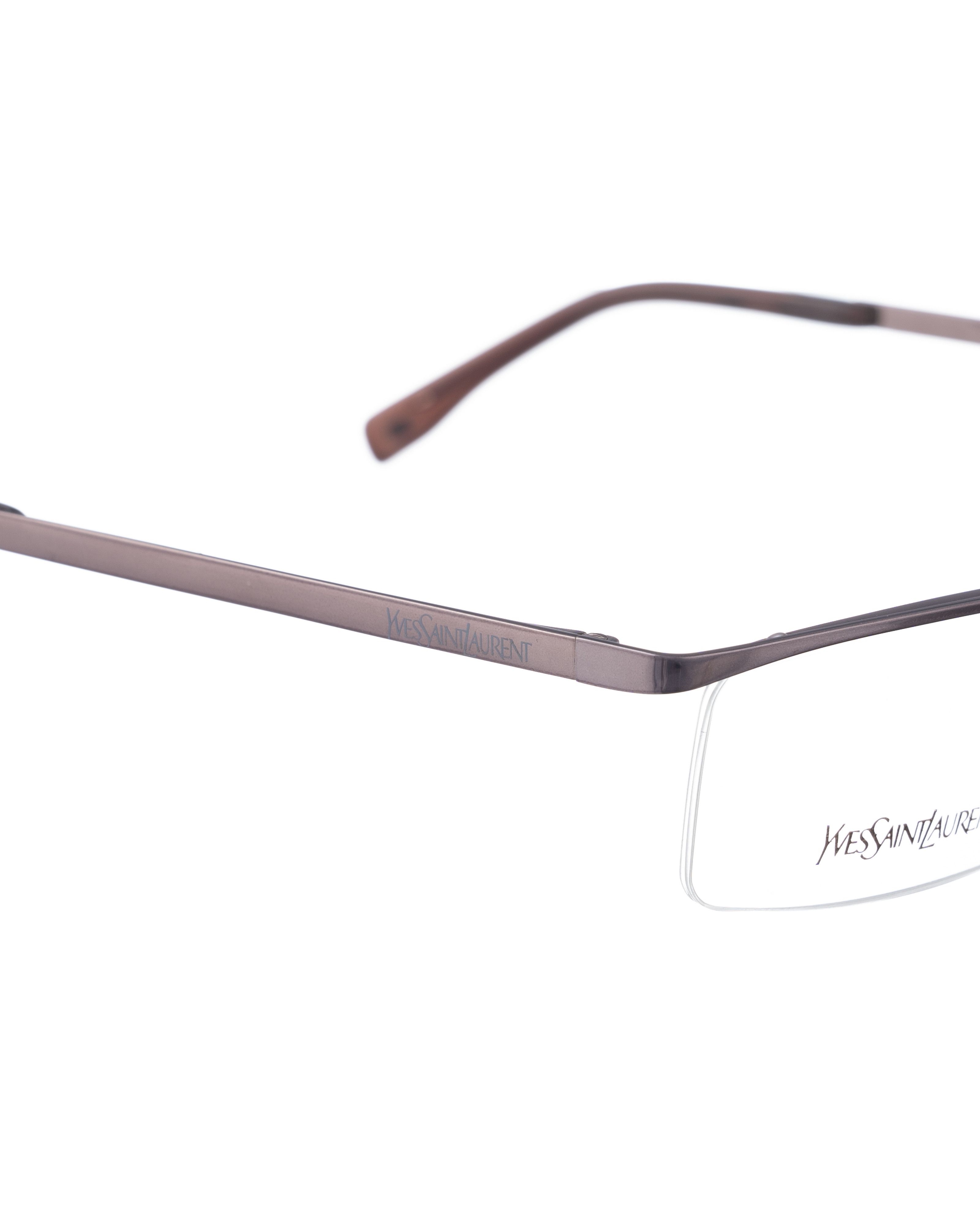 Saint Laurent Paris Yves Saint Laurent 90s Half Rim Metallic Brown Glasses Size ONE SIZE - 3 Thumbnail
