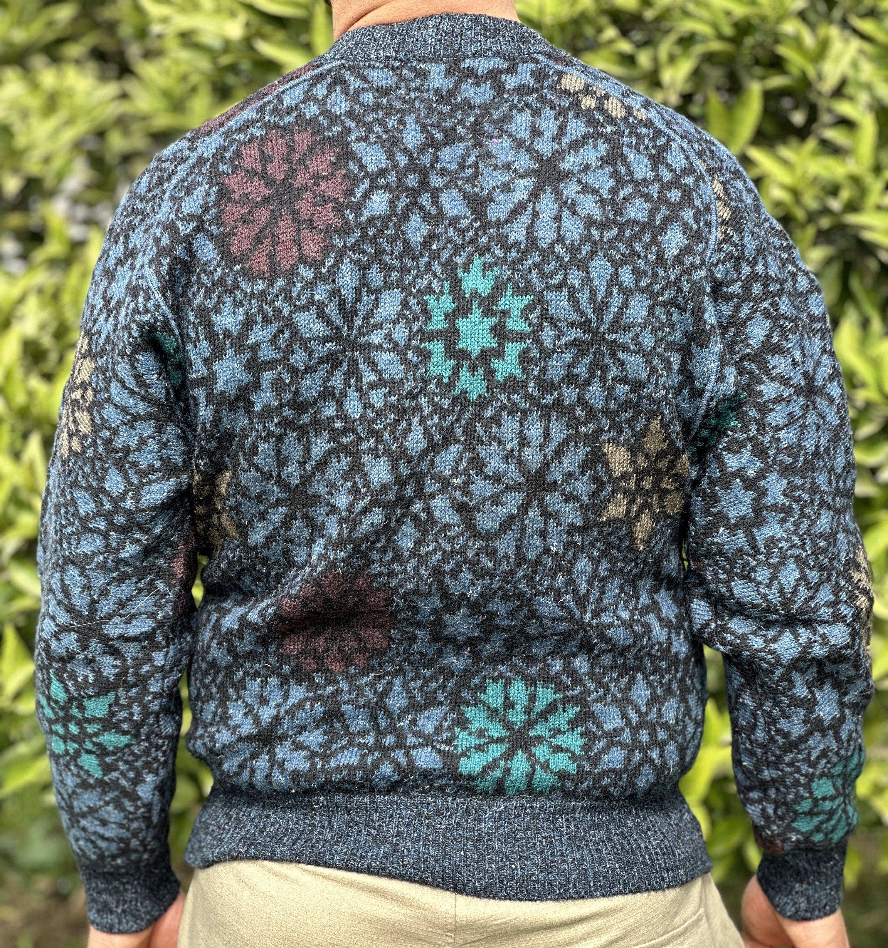 Missoni 90s Missoni Uomo Floral Knit Navy Cardigan Sweater Size M 50 Size US M / EU 48-50 / 2 - 8 Thumbnail