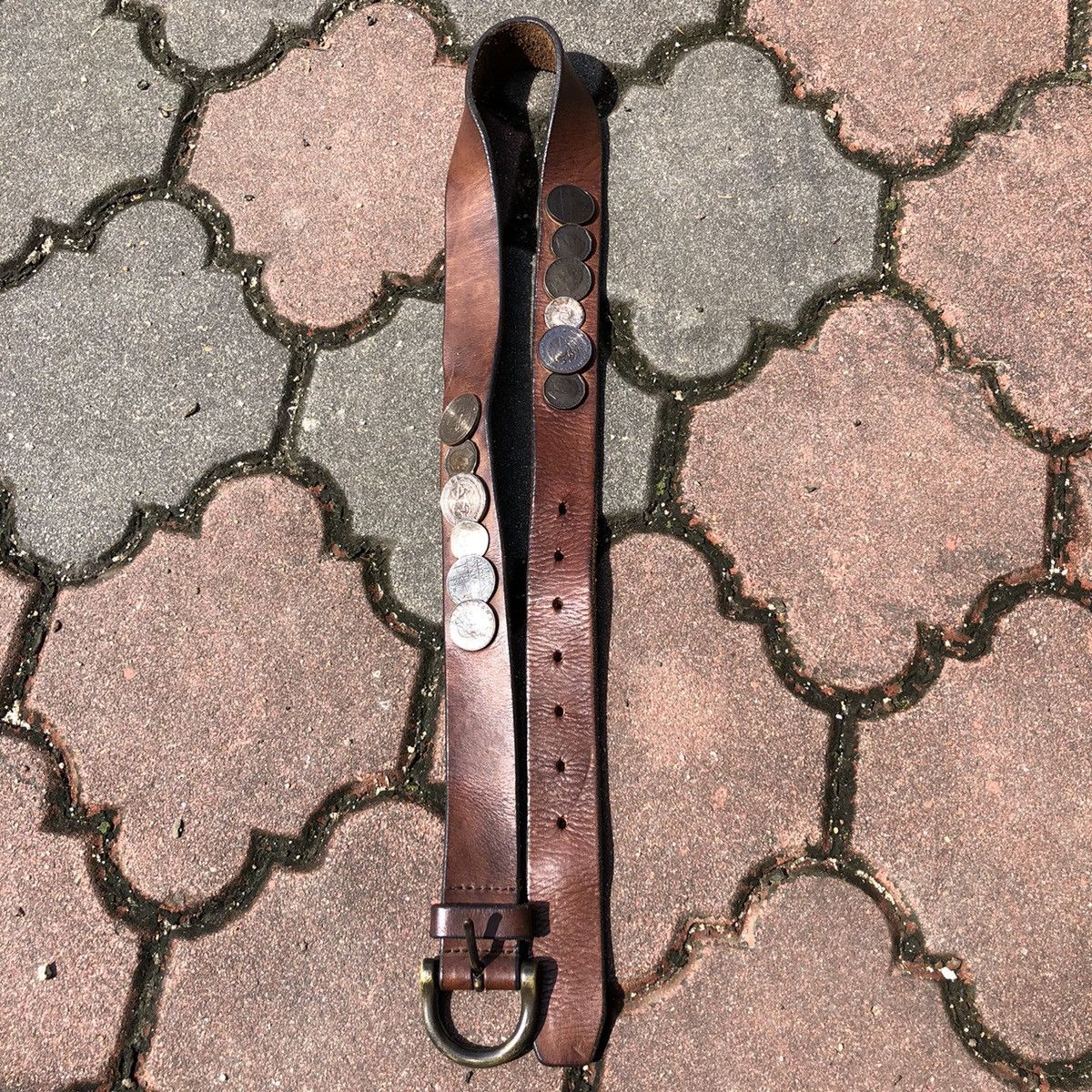 Tete Homme 💢Very Rare💢 Tete Homme Coin Leather Belt Size 34 - 4 Thumbnail