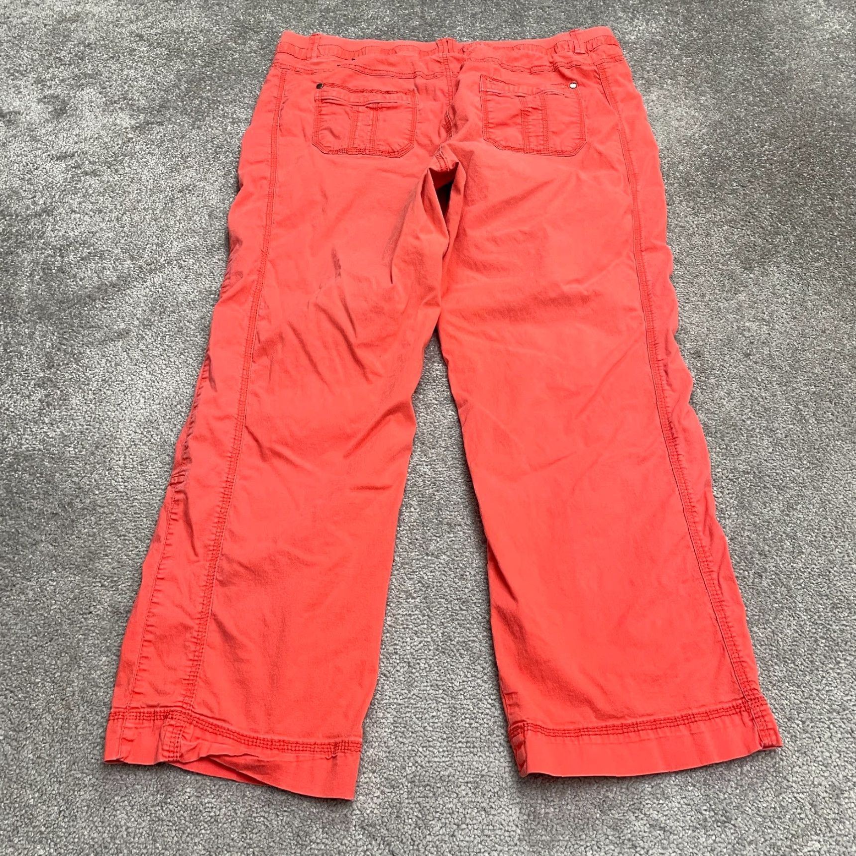 Vintage Lane Bryant Pants Womens 20 Plus Orange Cotton Spandex Regular Straight Knit Button Zip Size 42" / US 20 - 2 Thumbnail