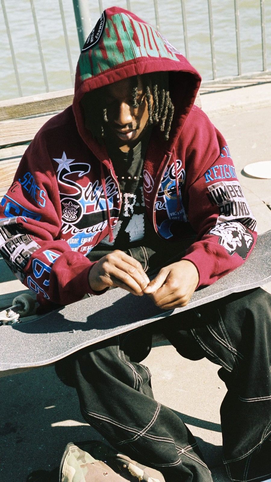 Supreme Warriors Appliqué Zip Up Hooded Sweatshirt Cardinal Red Size US L / EU 52-54 / 3 - 22 Thumbnail