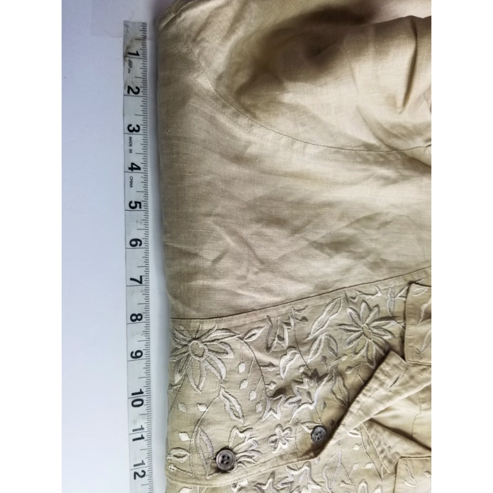 Anne Klein VINTAGE Anne Klein II Beige Linen Bodysuit Blouse Embroidered Hong Kong Size 10 1990s Womens Size L / US 10 / IT 46 - 3 Thumbnail
