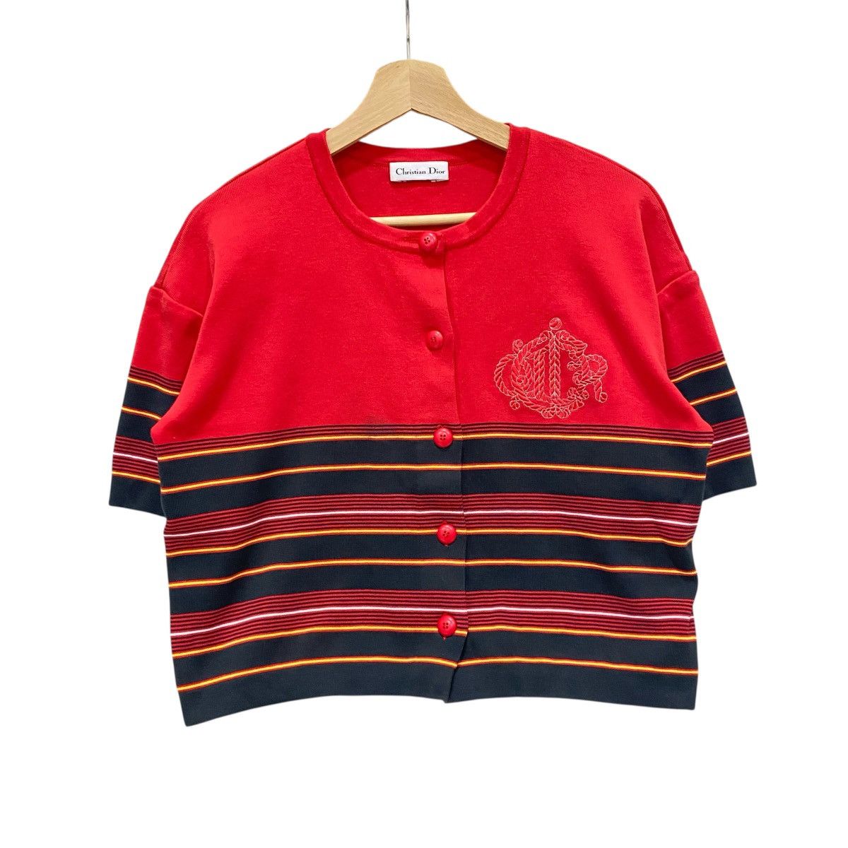 Christian Dior Monsieur Rare Vintage Christian Dior Embroidered Logo Knit Crop Top Size M / US 6-8 / IT 42-44 - 1 Thumbnail