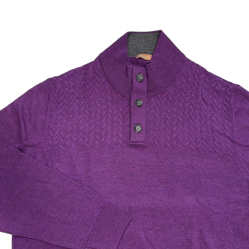 Other New Per me Uomo Purple Extra Fine Merino Wool 1/4 Buttons S Size US XL / EU 56 / 4 - 9 Thumbnail