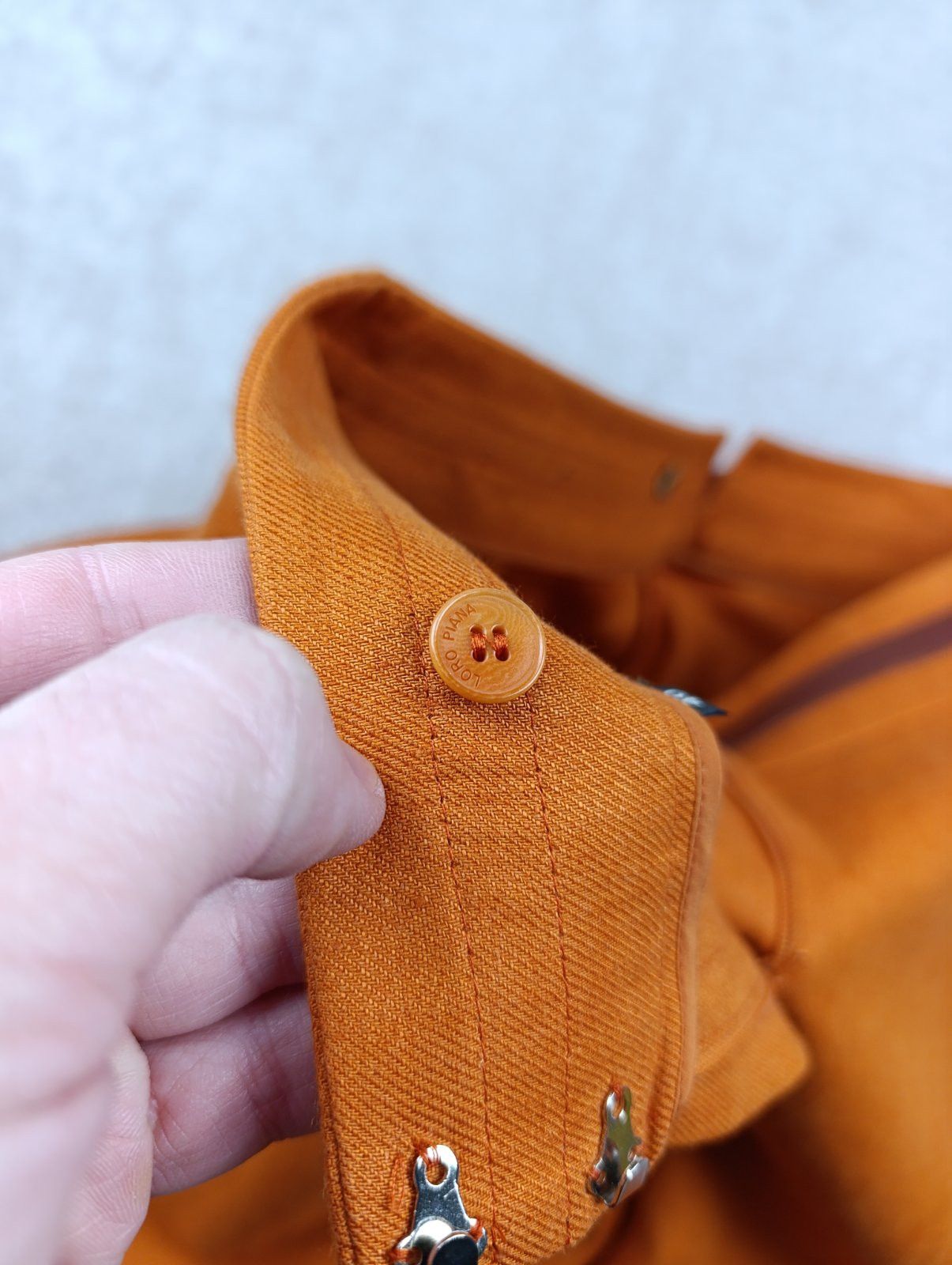 Loro Piana LORO PIANA CARSON LEATHER-TRIM LINEN PANTS IN ORANGE RUST Size 27" / US 4 / IT 40 - 21 Thumbnail