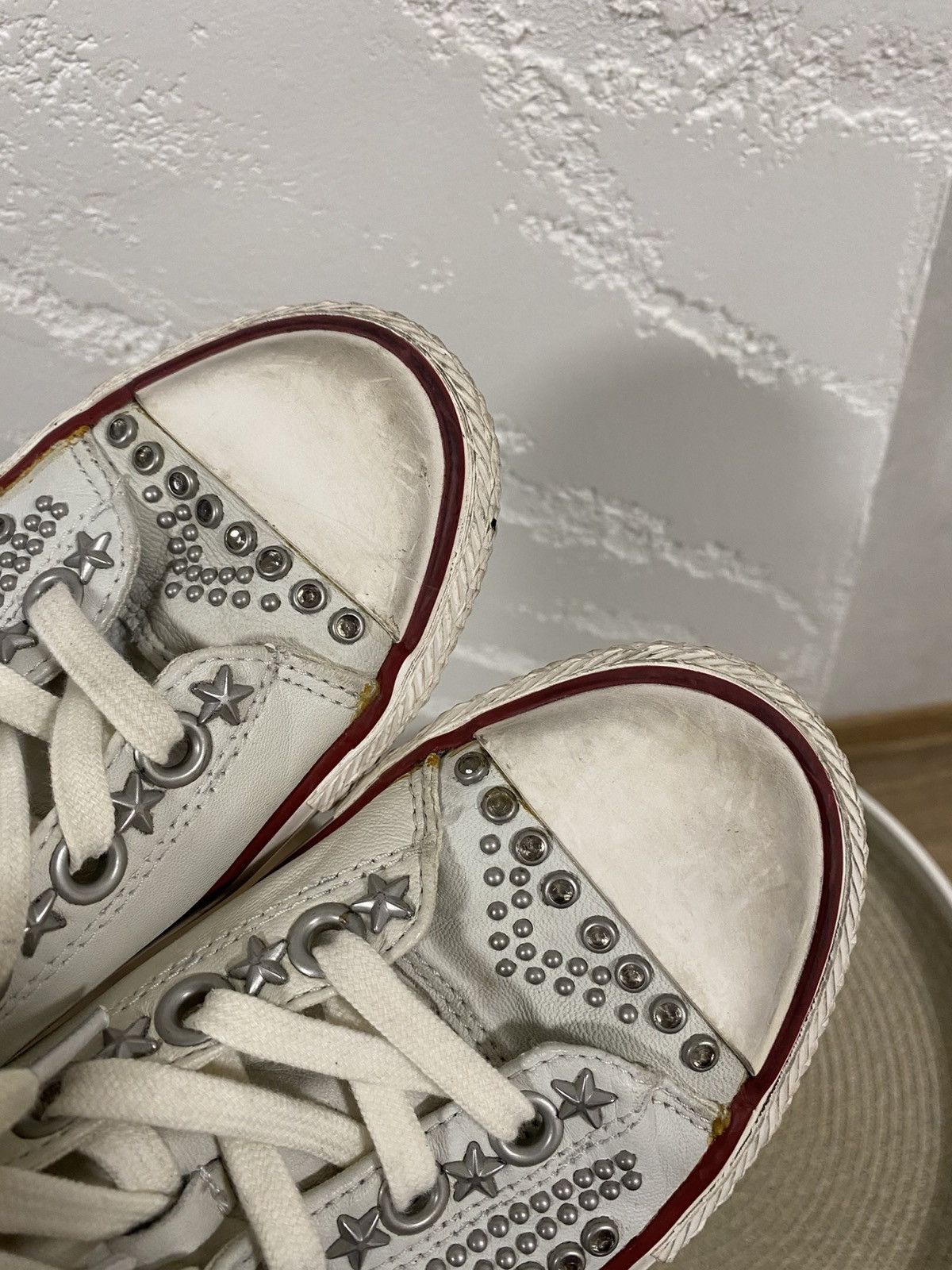 ASH Ash Victim White Leather Studded High Top Punk Goth Shoes 38 Size US 8 / IT 38 - 5 Thumbnail