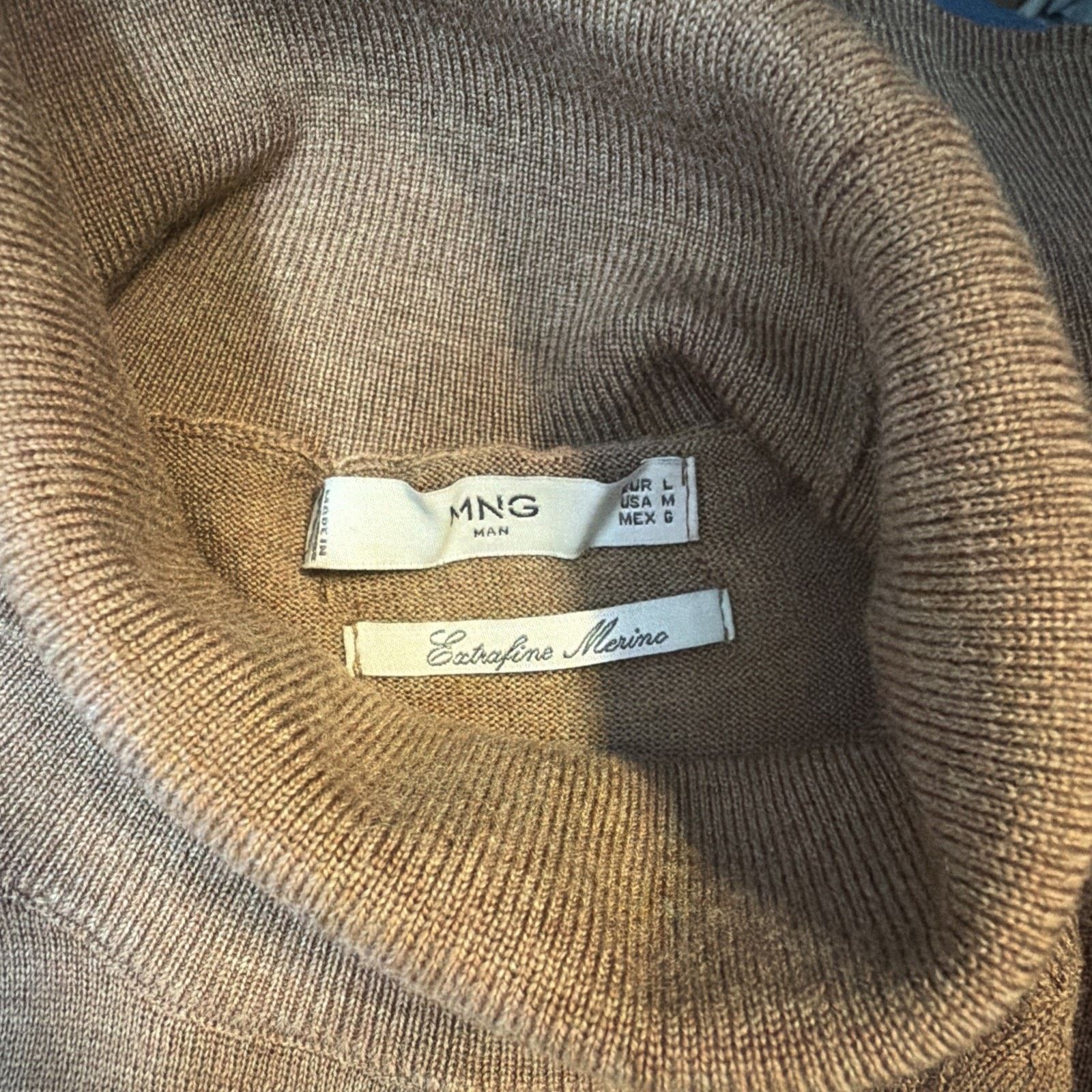 Mango MNG MAN size Medium Extrafine Merino Wool Rolled Neck BROWN Size US M / EU 48-50 / 2 - 5 Thumbnail