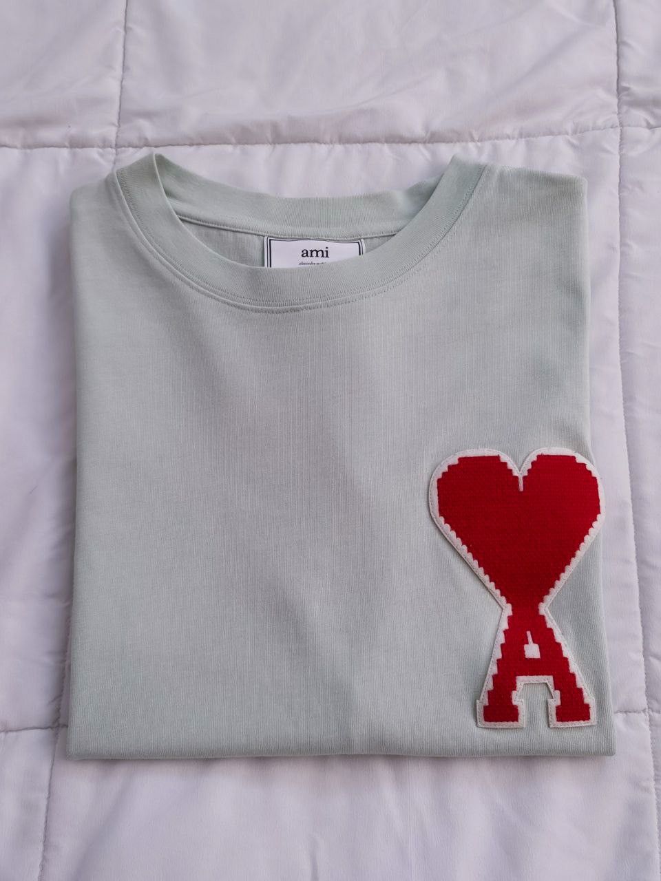 AMI AMI PARIS Alexandre Green Red Heart T-shirt Medium