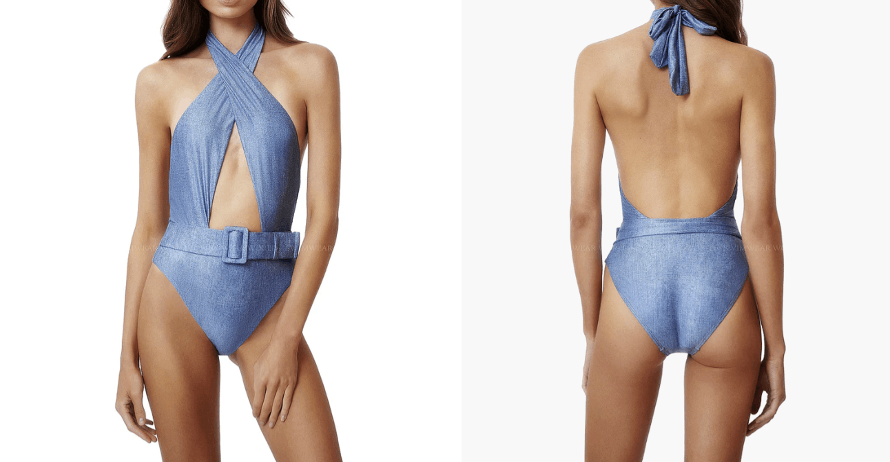 PilyQ Alex One Piece Belted Swimsuit Blue ( M )