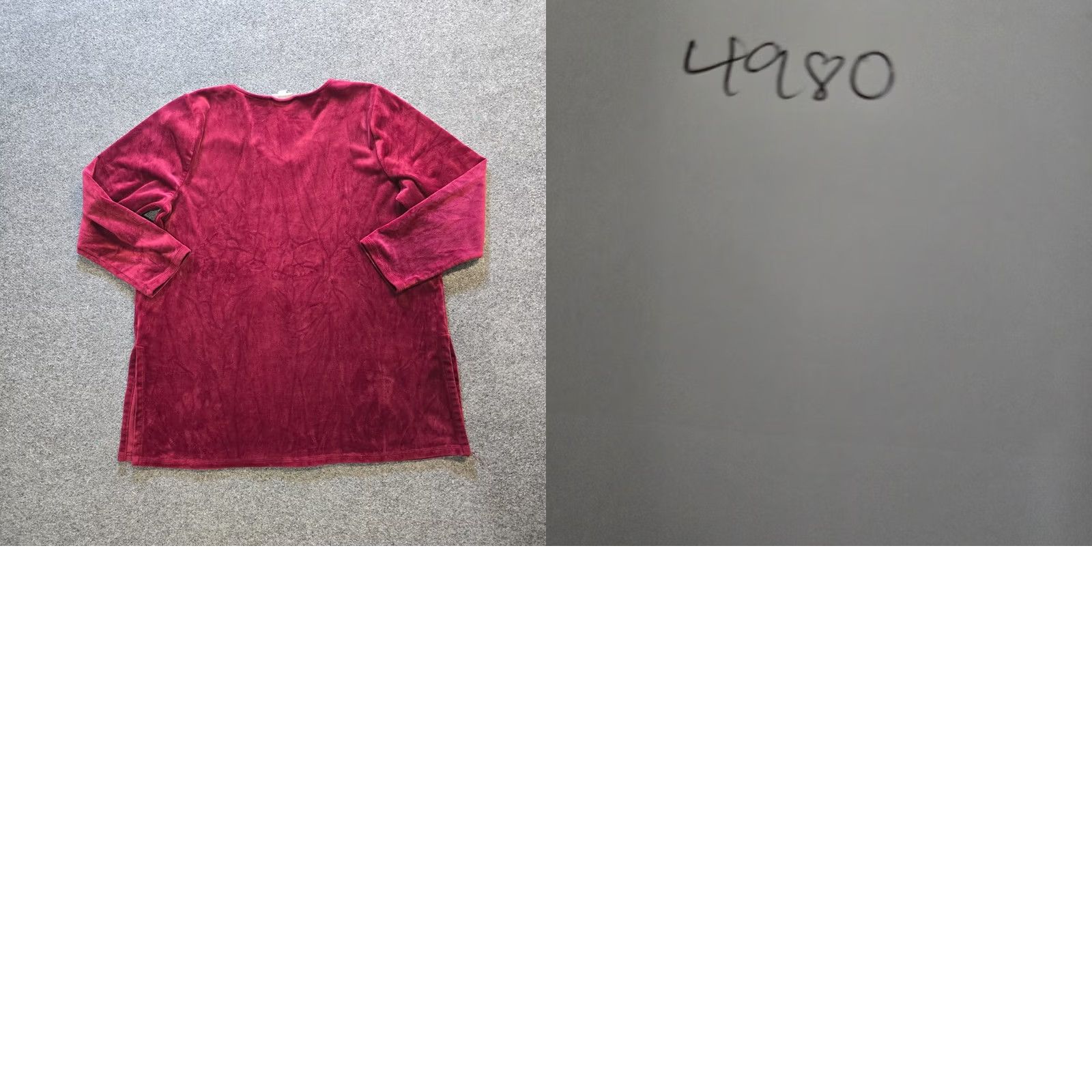 J. Jill J. Jill Top Womens XL Petite Red Velour Long Sleeve Stretch Casual Career Shirt Size XL / US 12-14 / IT 48-50 - 8 Thumbnail