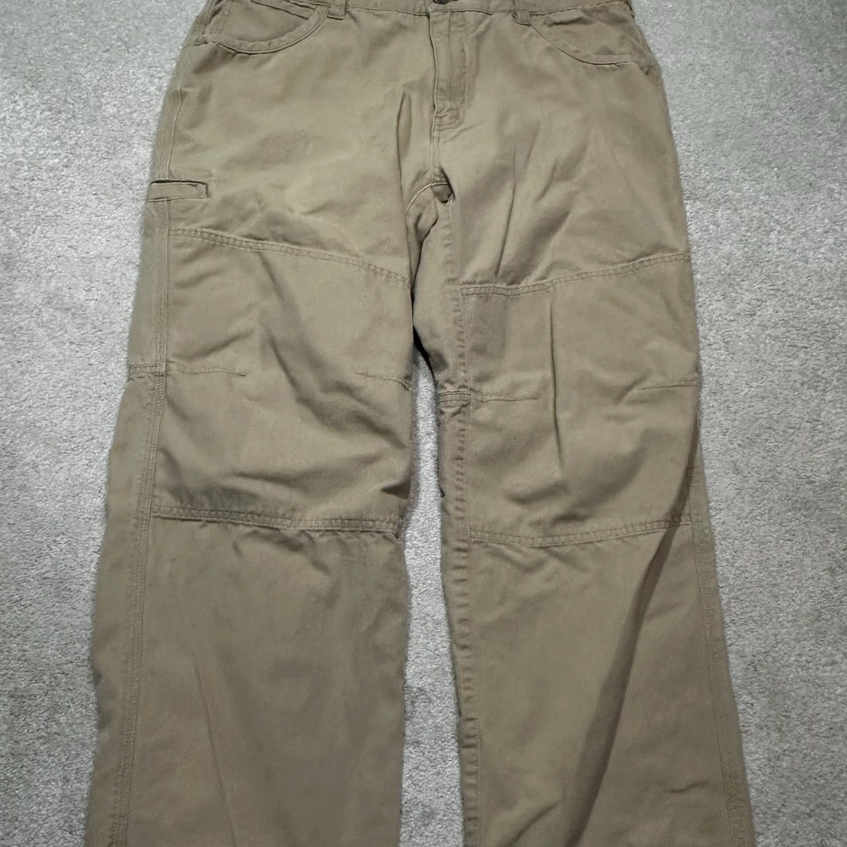 Vintage REI Co-op Trailsmith Double Knee Khaki Pants Mens 36x30 Regular Outdoors Hiking Canvas Cotton Blend Beige Straight Front Regular Pants Size US 36 / EU 52 - 4 Thumbnail