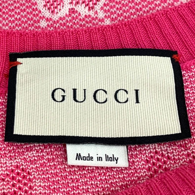 Gucci Gucci Pink logo jacquart full printed wool round neck shor Size XS / US 0-2 / IT 36-38 - 5 Thumbnail