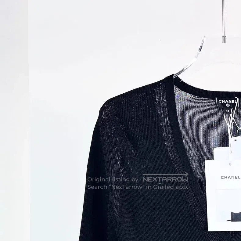 Chanel Chanel 23S black ruffled V-neck short sleeves Size XS / US 0-2 / IT 36-38 - 3 Thumbnail