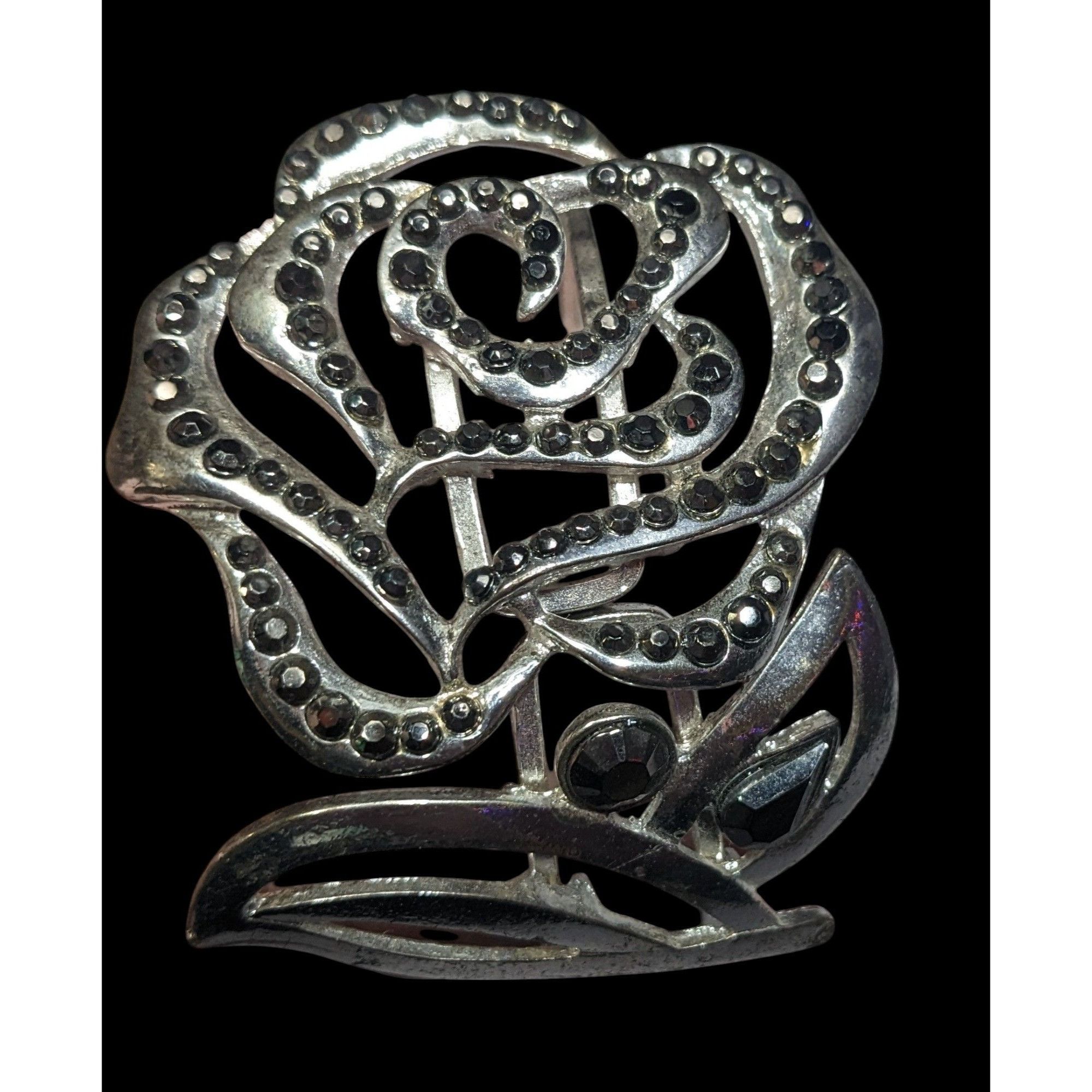 Other Whimsygoth Floral Black And Silver Tone Hinge Bracelet Size ONE SIZE - 5 Thumbnail