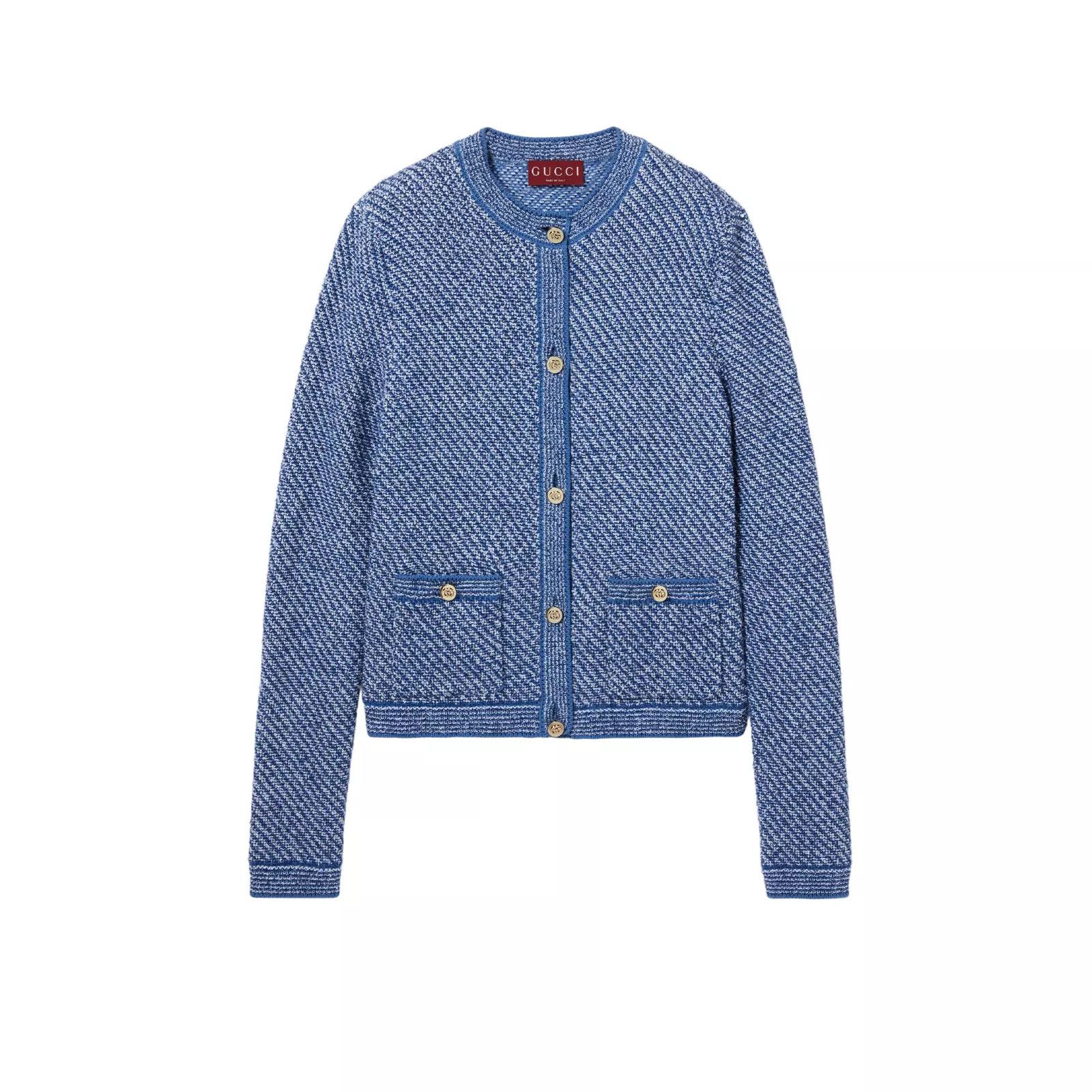 GUCCI $2450 Light Blue Fine Cotton Cardigan New & Authentic