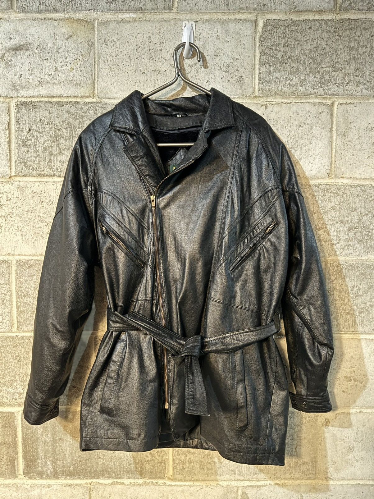 Vintage 1990s Vintage Leather Trench coat Size US L / EU 52-54 / 3 - 2 Thumbnail