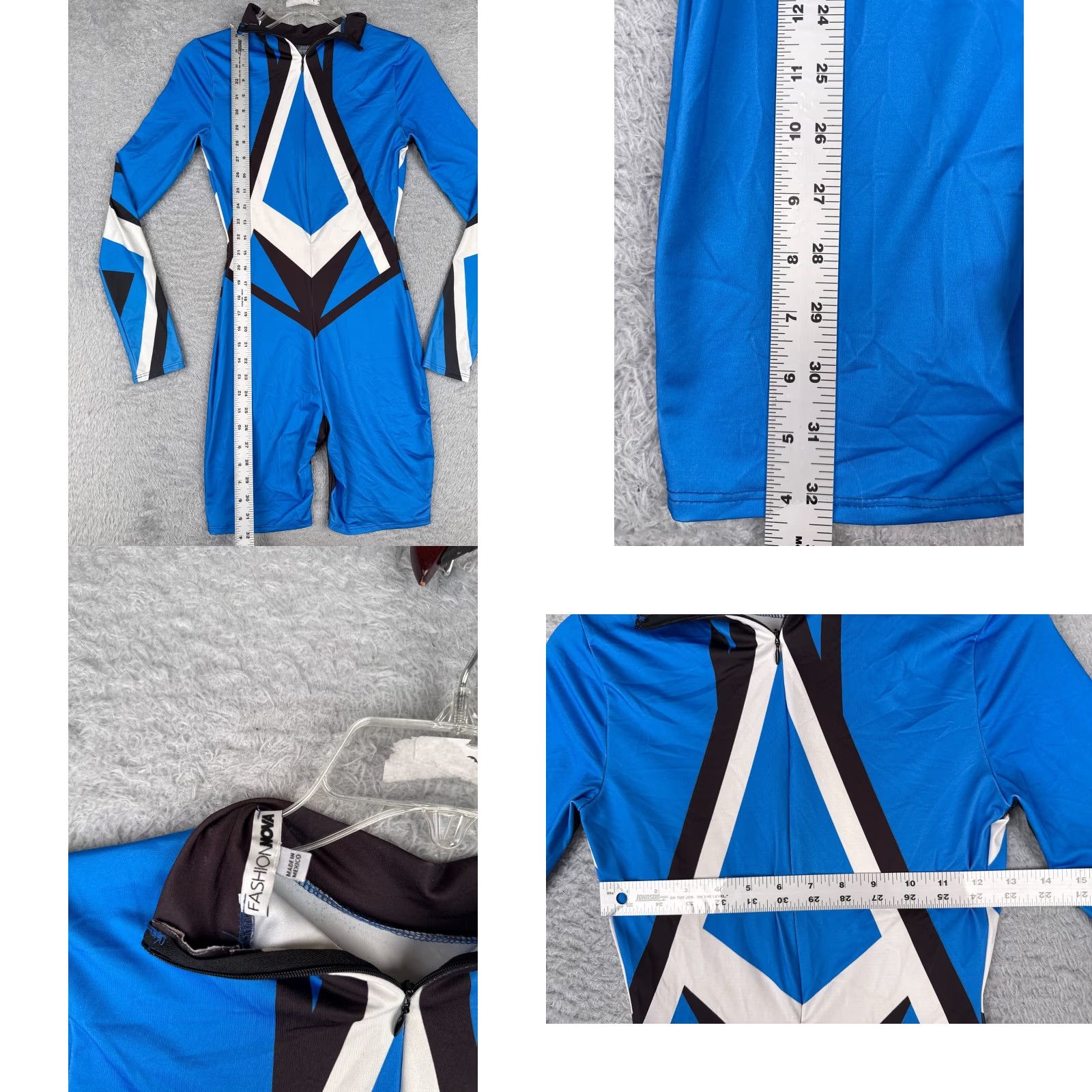 Fashion Nova Fashion Nova Bodysuit Womens Small Blue Ride Fast Racer Romper Size S / US 4 / IT 40 - 8 Thumbnail