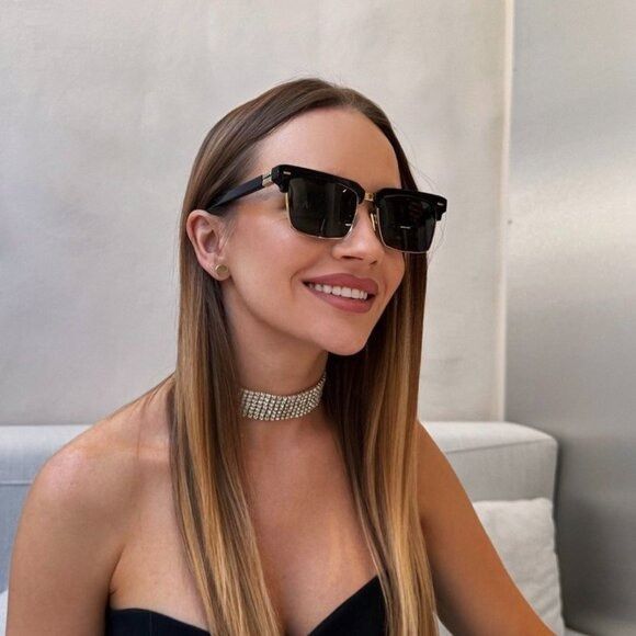 Miu Miu Miu Miu MU10ZS 1AB5S0 Sunglasses Black\Gold Browline Frame Size ONE SIZE - 10 Thumbnail