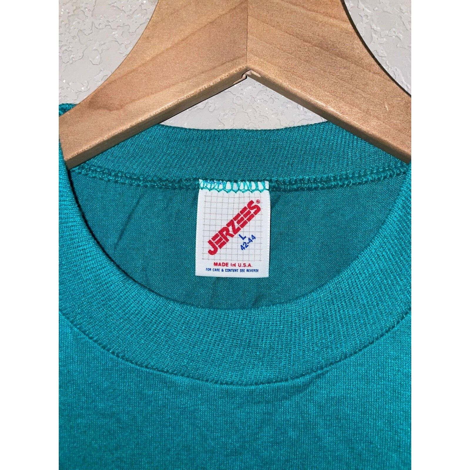 Jerzees Vintage Lancaster Shirt Pennsylvania Tee Teal 1988 80s Large Size US L / EU 52-54 / 3 - 8 Thumbnail
