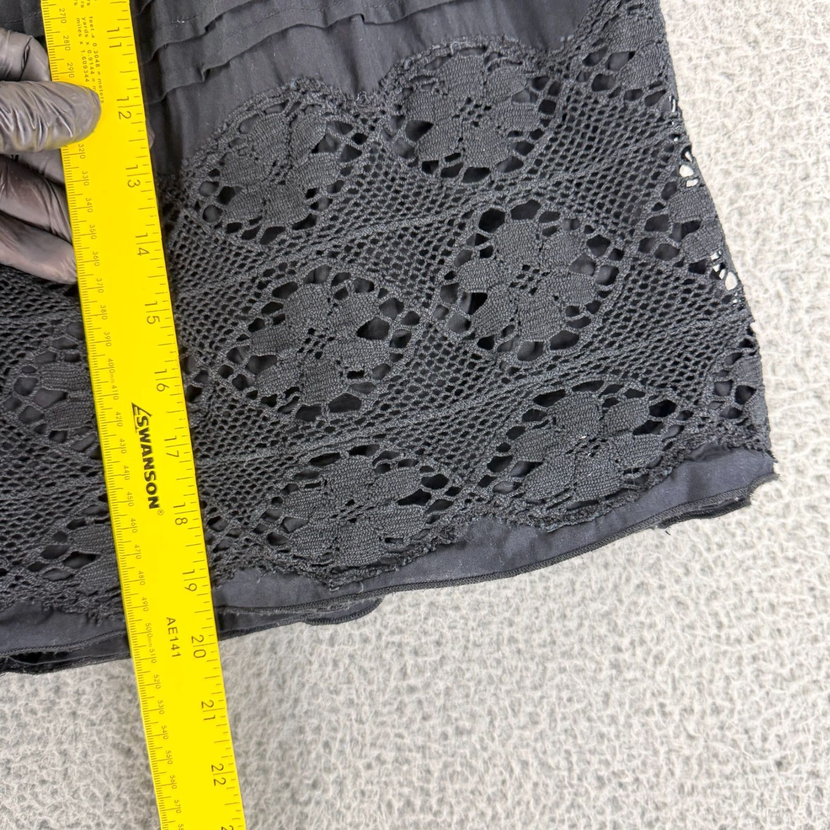 Anthropologie VINTAGE Odille Anthropologie A-Line Skirt Womens Size 14 Black Lace Pleated Lined Zip Up Size 36" / US 14 / IT 50 - 5 Thumbnail