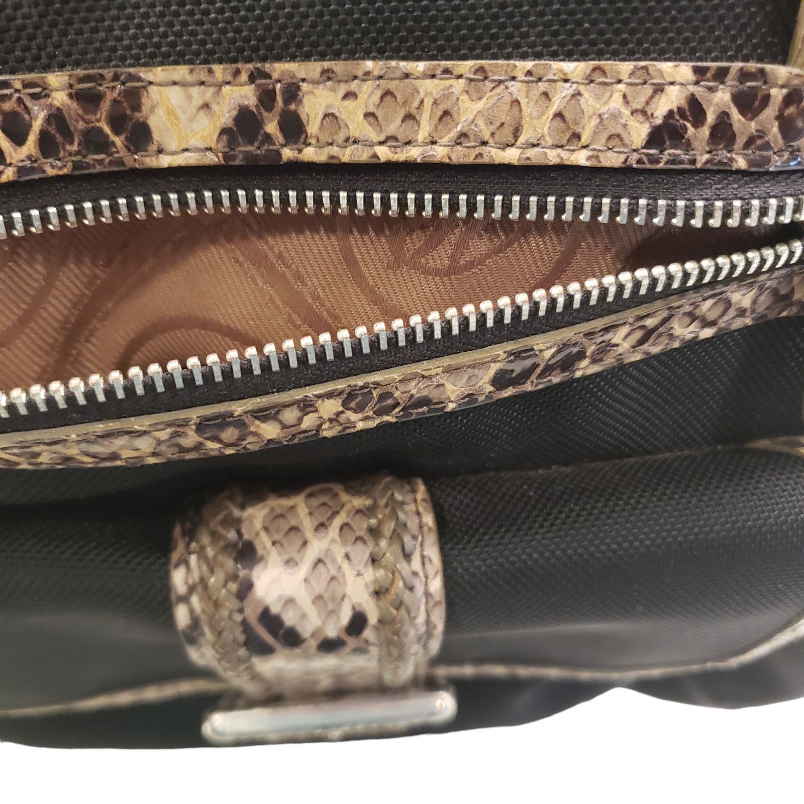 Brighton Womens Brighton Handbag Faux Python Trim Shoulder Bag Black Size ONE SIZE - 15 Thumbnail
