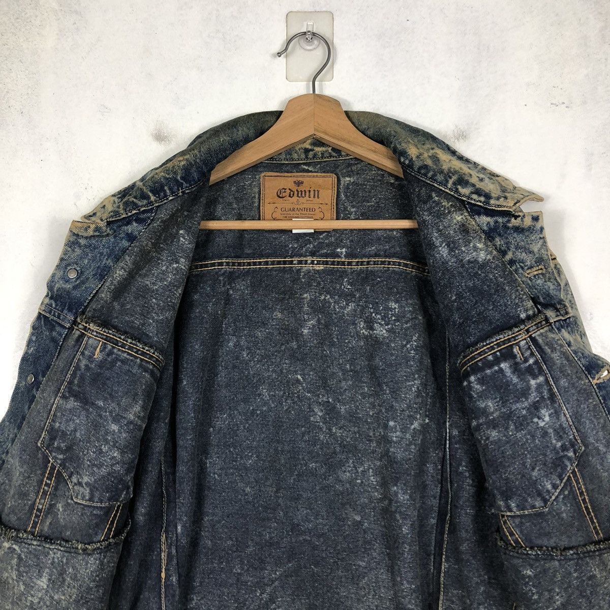 Edwin 📌VINTAGE RUSTY BIKER DENIM JACKET TRUCKER EDWIN Size US L / EU 52-54 / 3 - 15 Thumbnail