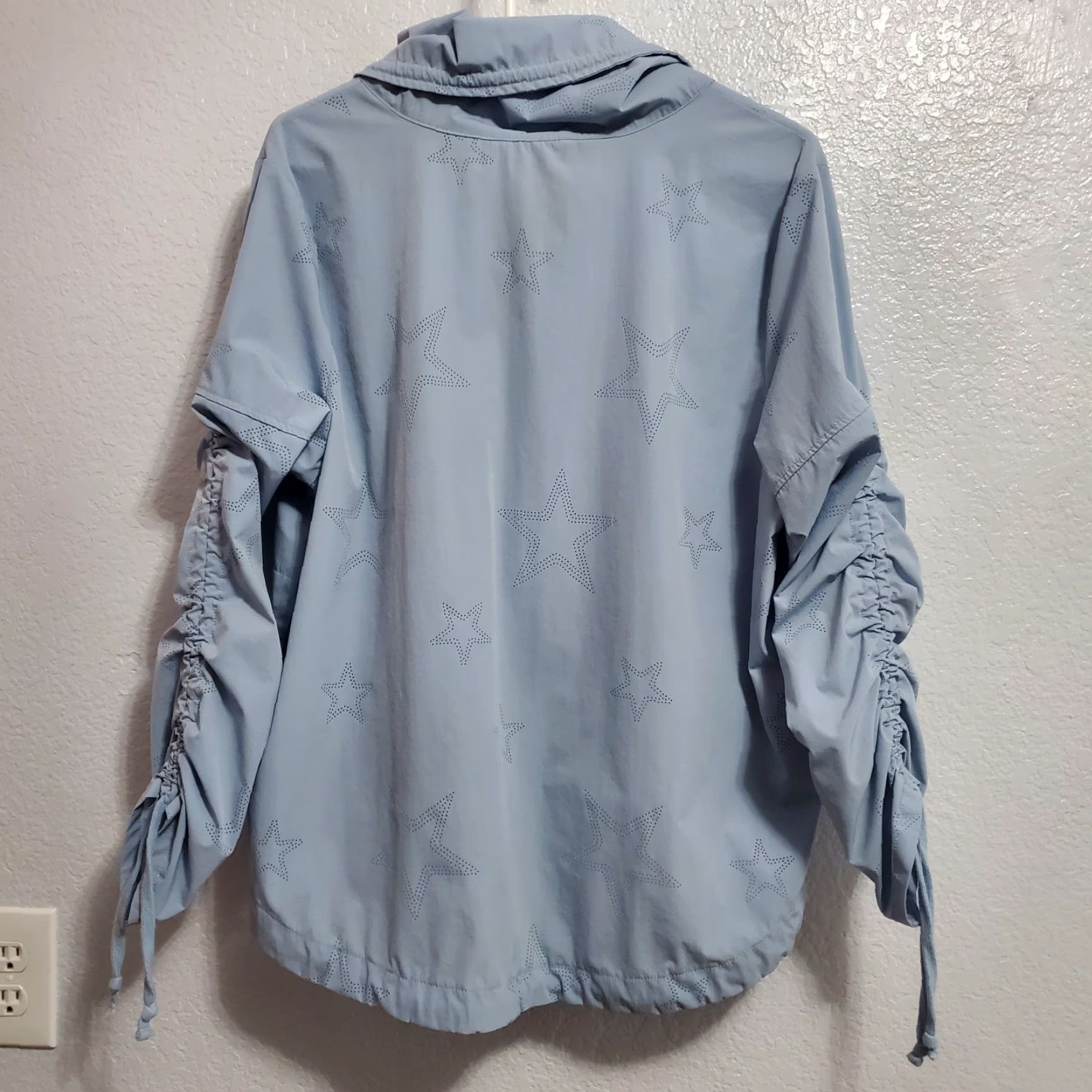 Nanette Lepore VINTAGE Nanette Lepore Jacket Women XL Blue Glacier Estrella Star Nylon Zip Windbreaker Size XL / US 12-14 / IT 48-50 - 2 Thumbnail