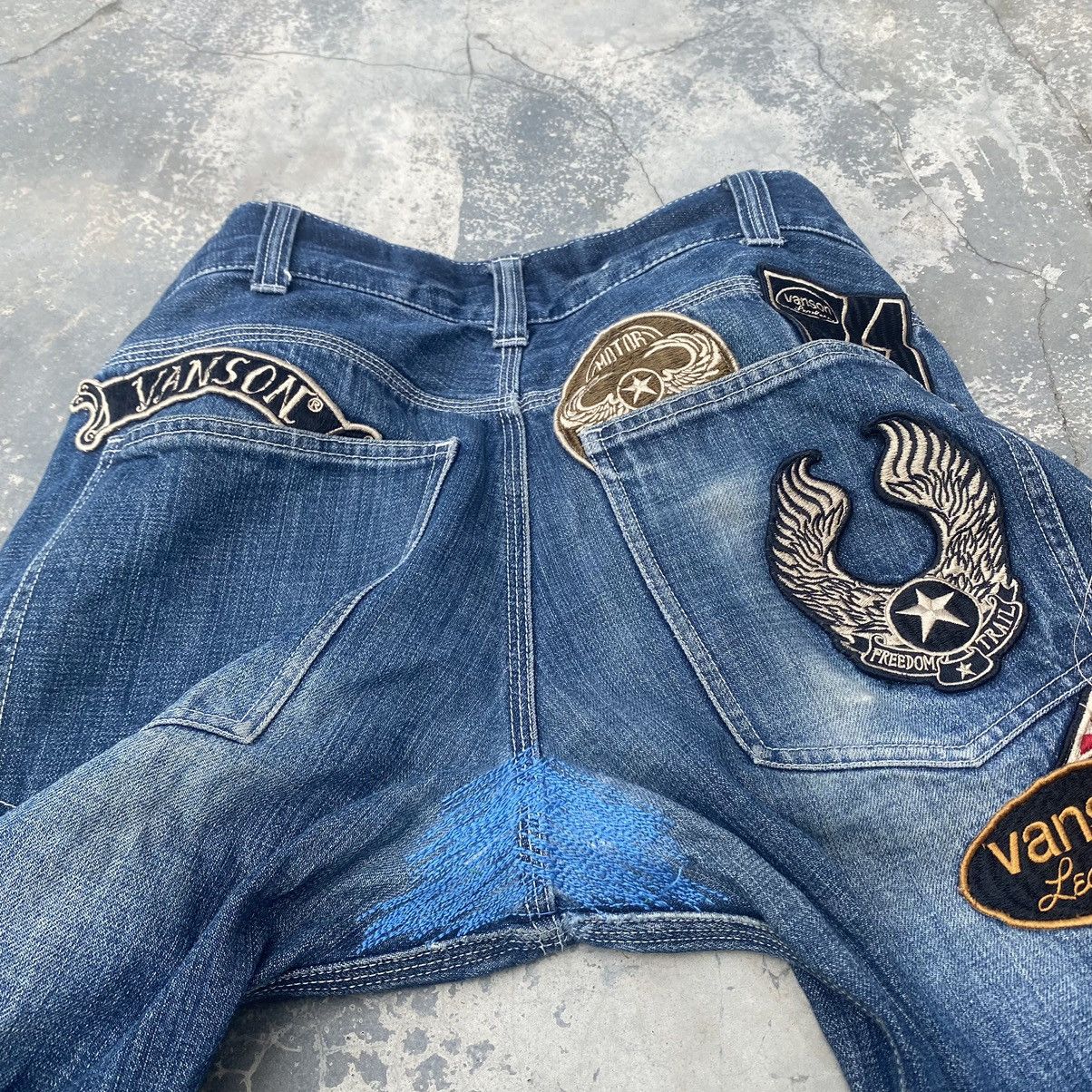 Vanson Leathers VANSON LEATHERS Distressed Patches Jeans Size US 31 - 9 Thumbnail